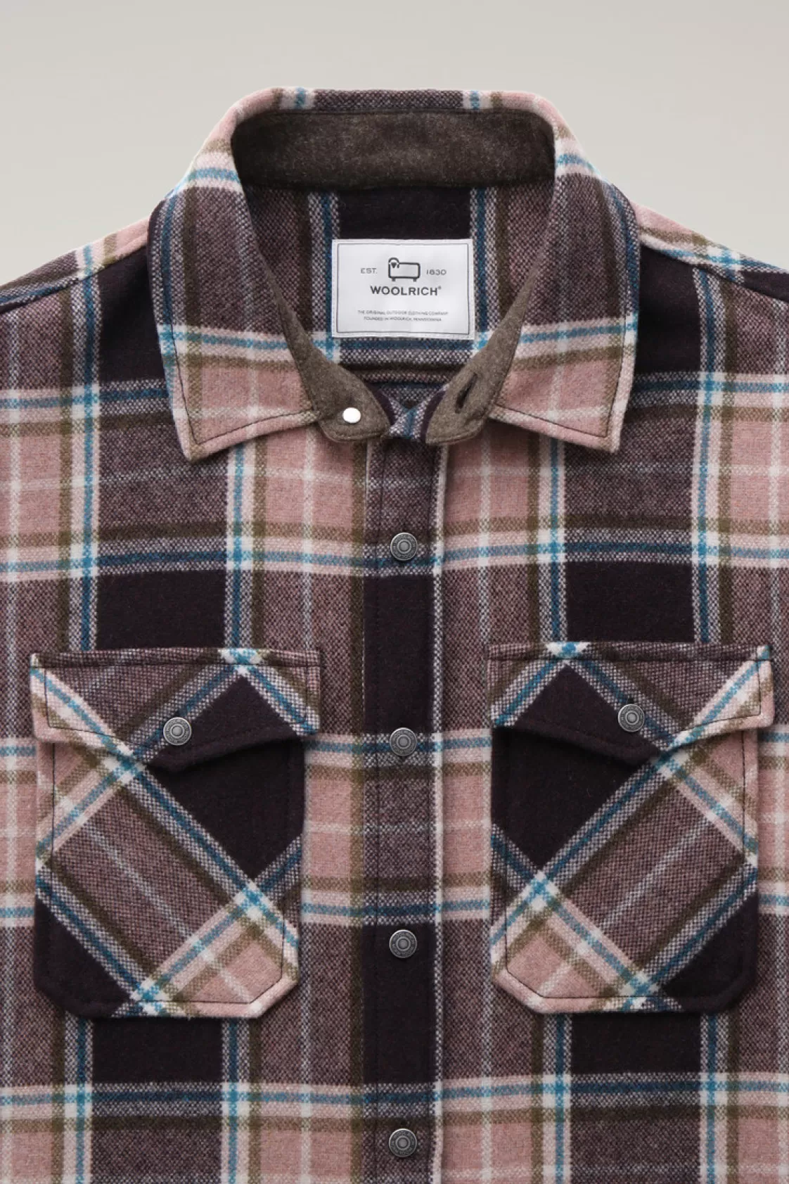 Overshirts & Shirt Jackets | Jackets>woolrich Alaskan Check Overshirt In Recycled Italian Wool Blend Pink Check