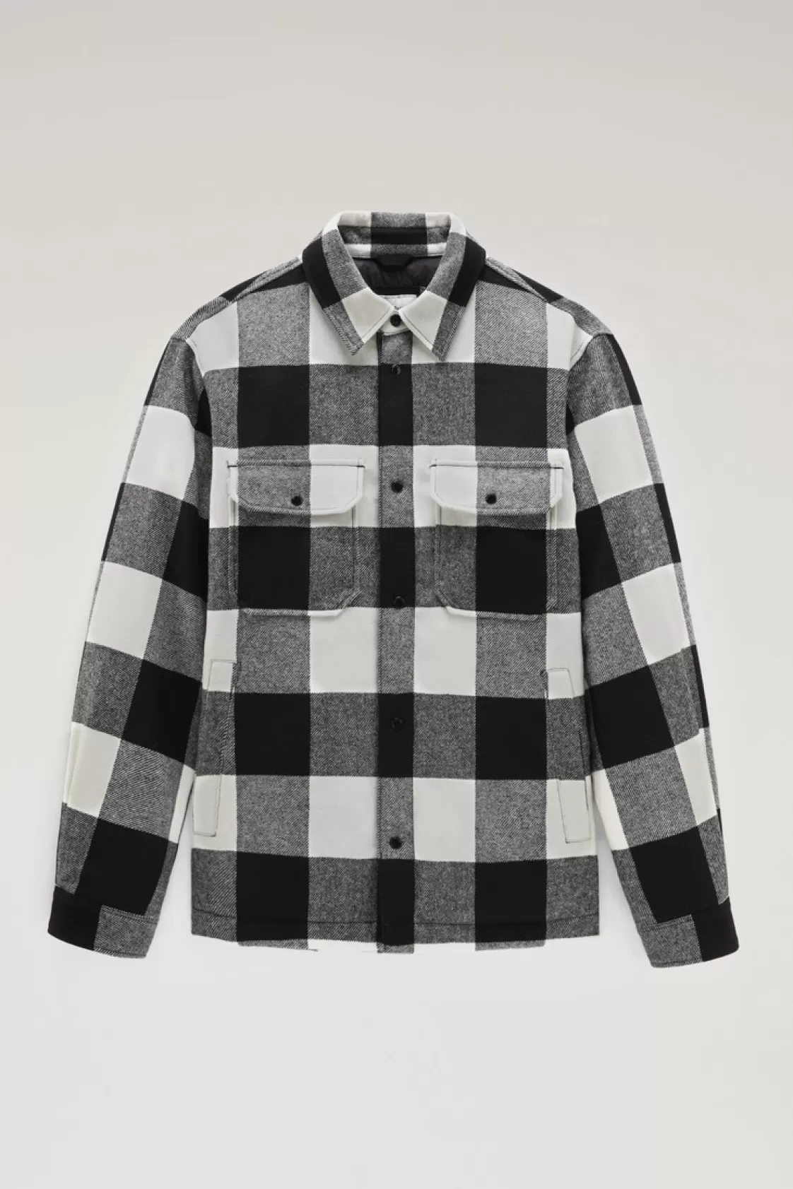 Overshirts & Shirt Jackets | Jackets>woolrich Alaskan Padded Check Overshirt In Recycled Italian Wool Blend White Buffalo