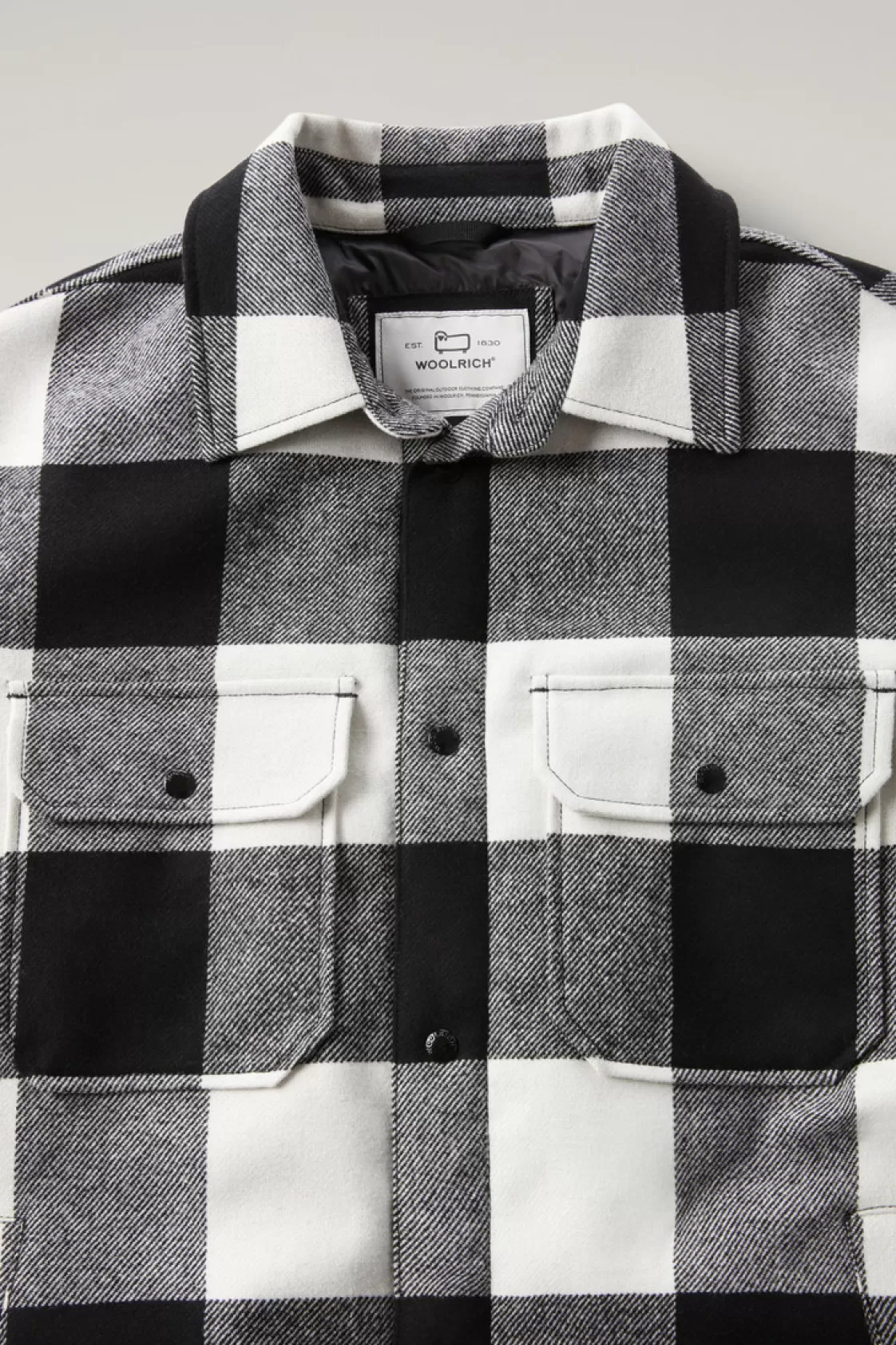 Overshirts & Shirt Jackets | Jackets>woolrich Alaskan Padded Check Overshirt In Recycled Italian Wool Blend White Buffalo