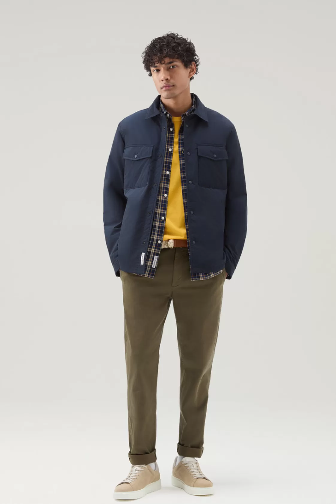 Overshirts & Shirt Jackets>woolrich Alaskan Padded Shirt Jacket In Urban Touch Melton Blue