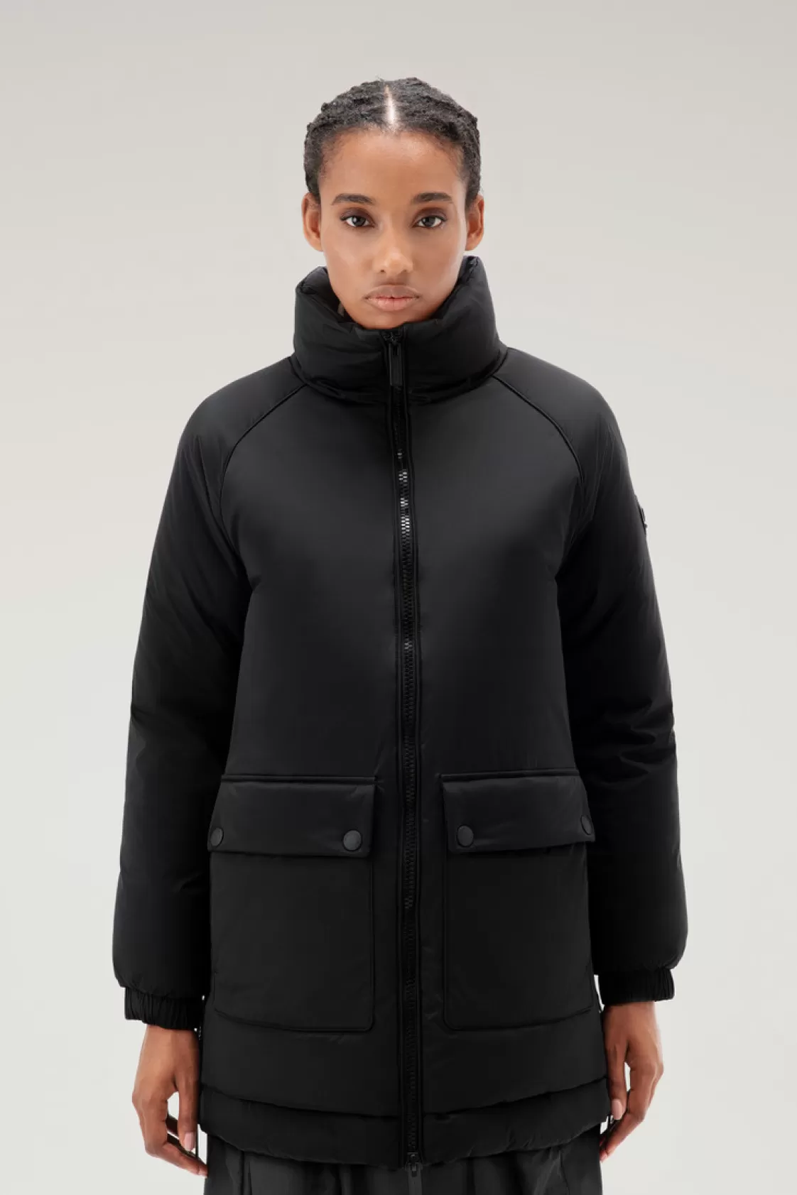 Down Jackets>woolrich Alsea Down Jacket In Stretch Nylon Black