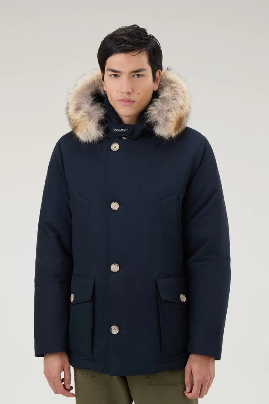 Parkas | Icons>woolrich Arctic Anorak In Ramar Cloth With Detachable Fur Melton Blue