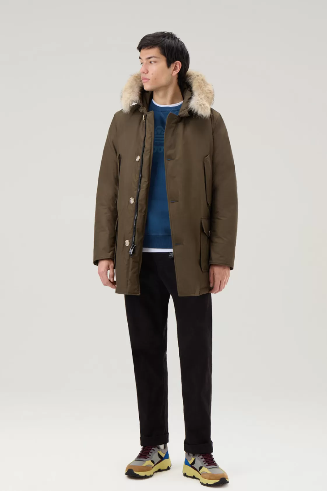 Parkas | Icons>woolrich Arctic Parka In Ramar Cloth With Detachable Fur Trim Dark Green