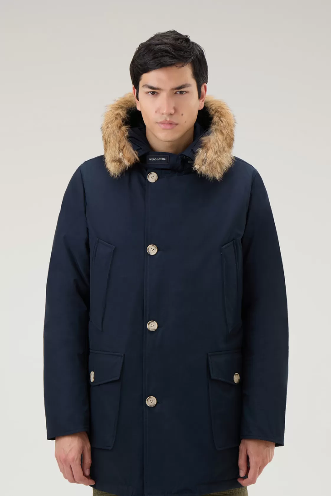 Parkas | Icons>woolrich Arctic Parka In Ramar Cloth With Detachable Fur Trim Melton Blue