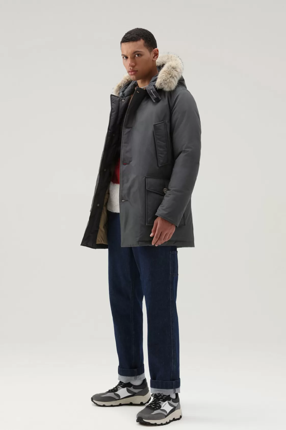 Parkas | Icons>woolrich Arctic Parka In Ramar Cloth With Detachable Fur Trim Grey Shadow