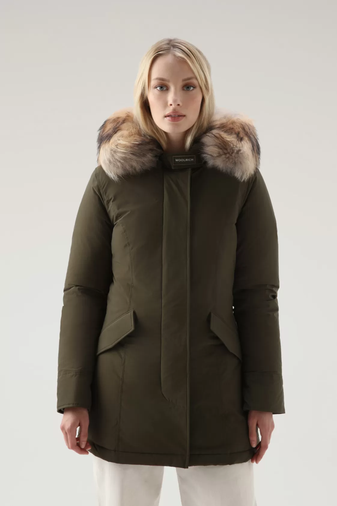 Parkas>woolrich Arctic Parka In Urban Touch With Detachable Fur Dark Green