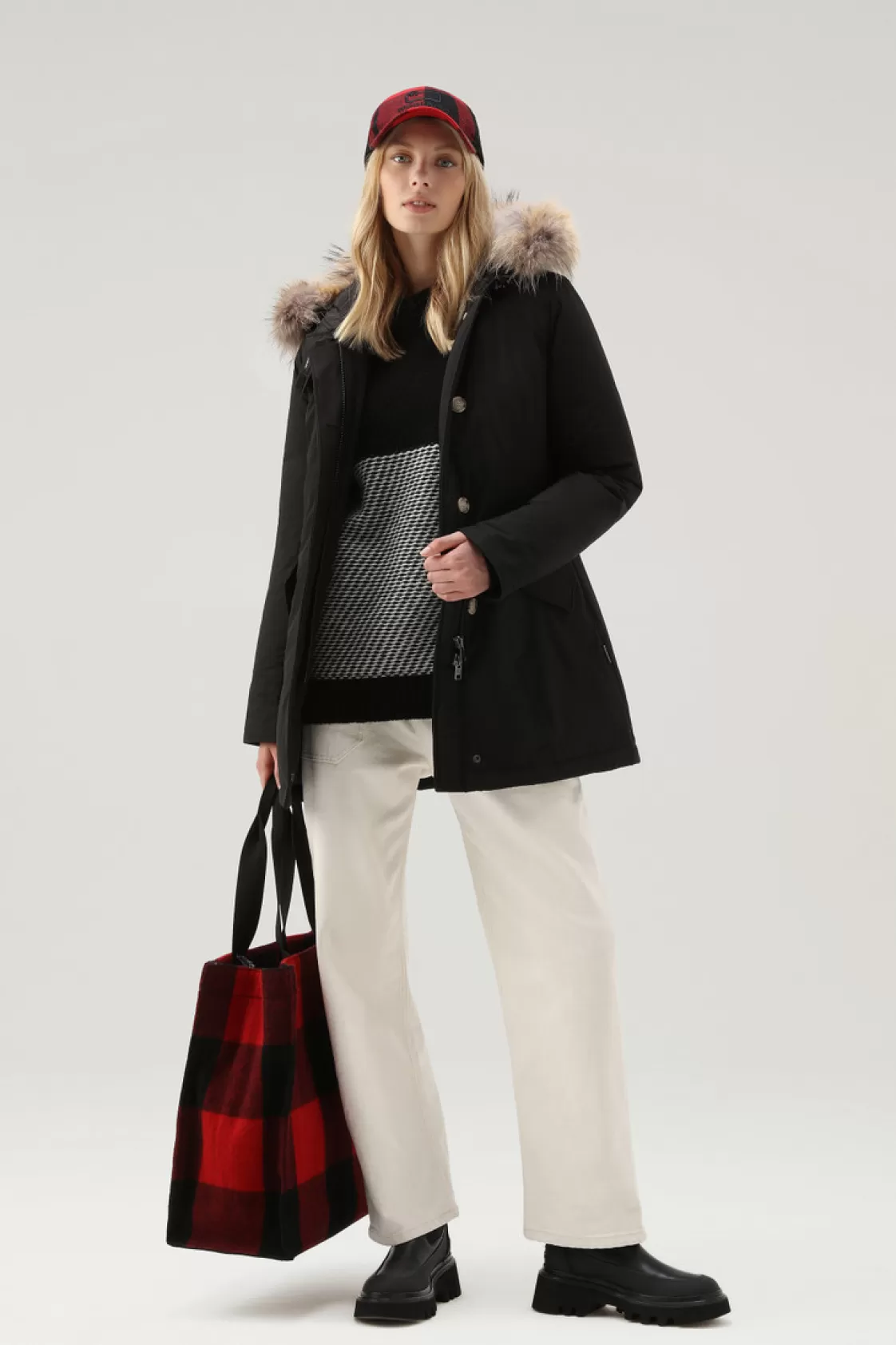 Parkas>woolrich Arctic Parka In Urban Touch With Detachable Fur Black