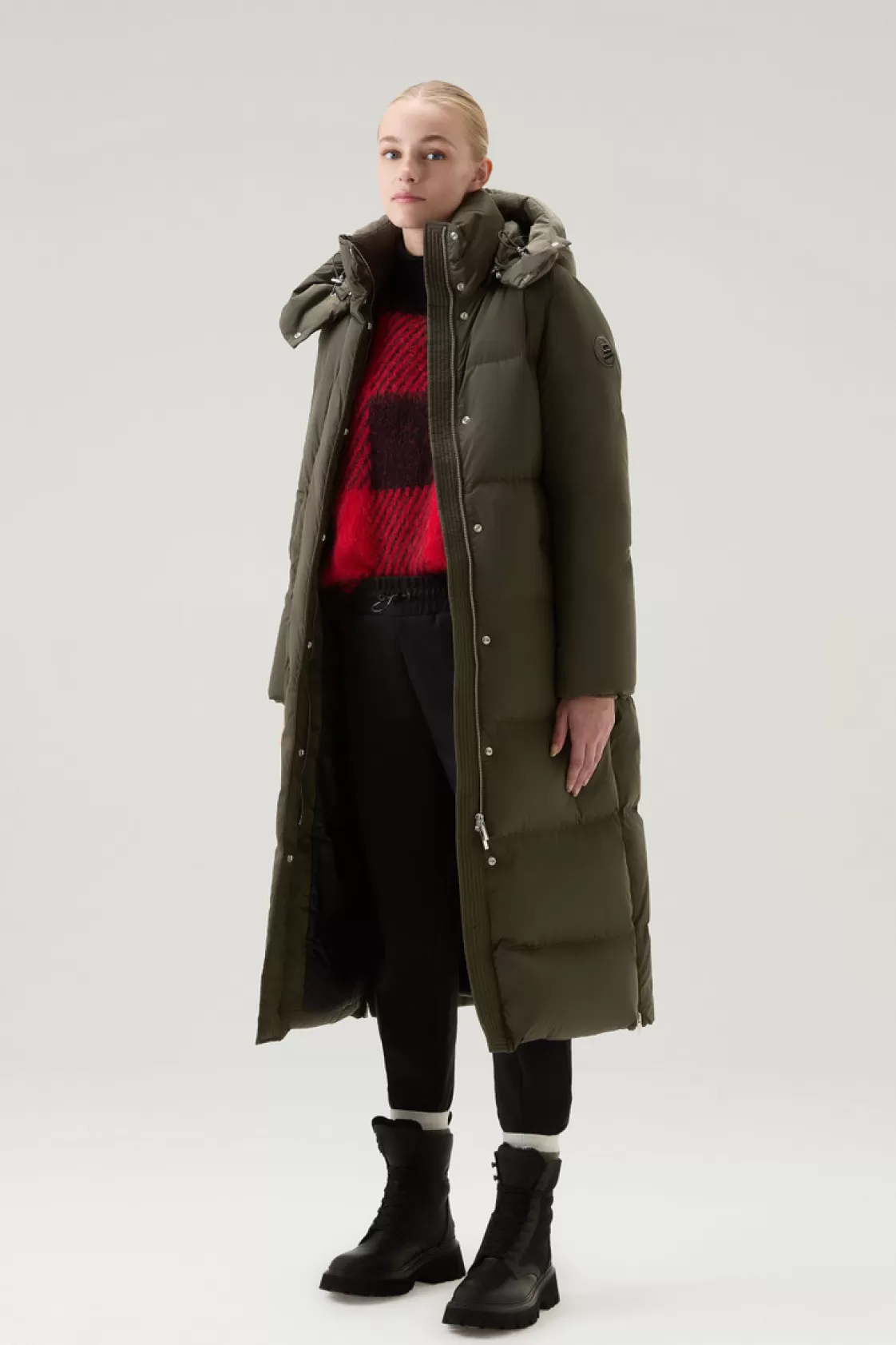 Down Jackets | Parkas>woolrich Aurora Long Parka In Stretch Nylon Dark Green