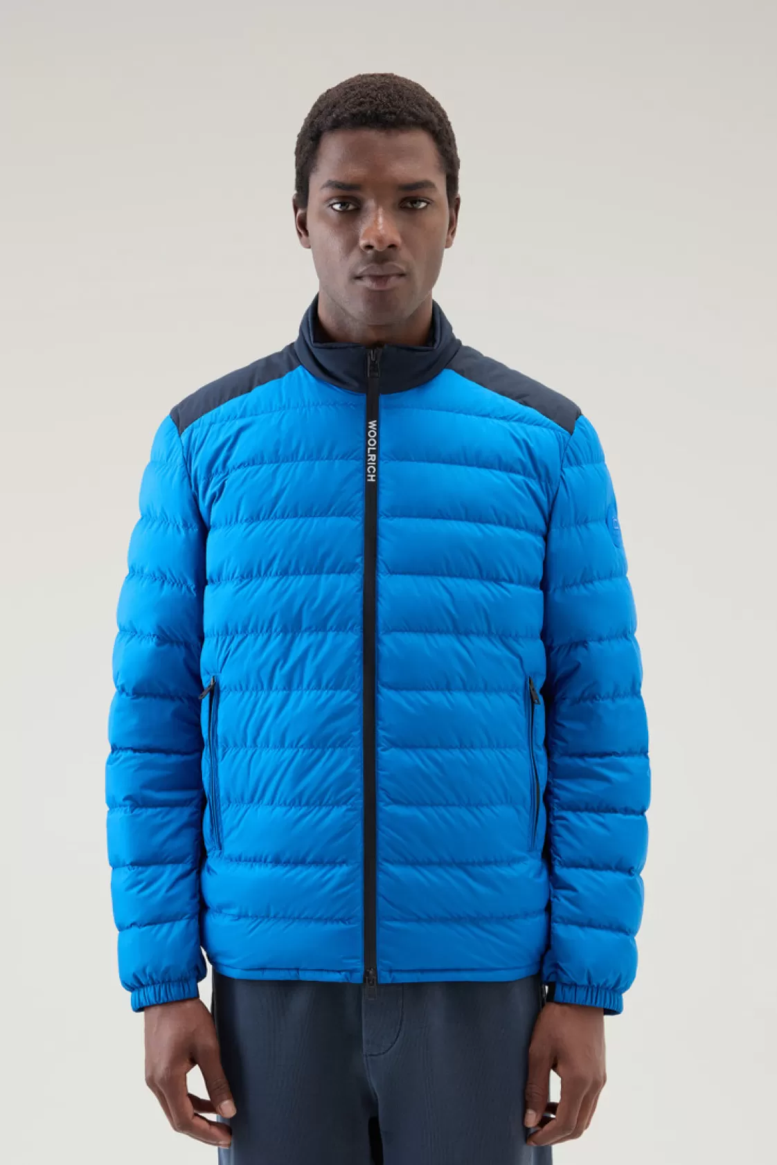 Lightweight Down Jackets>woolrich Bering Tech Lightweight Hybrid Down Jacket In Microfibre Snorkel Blue