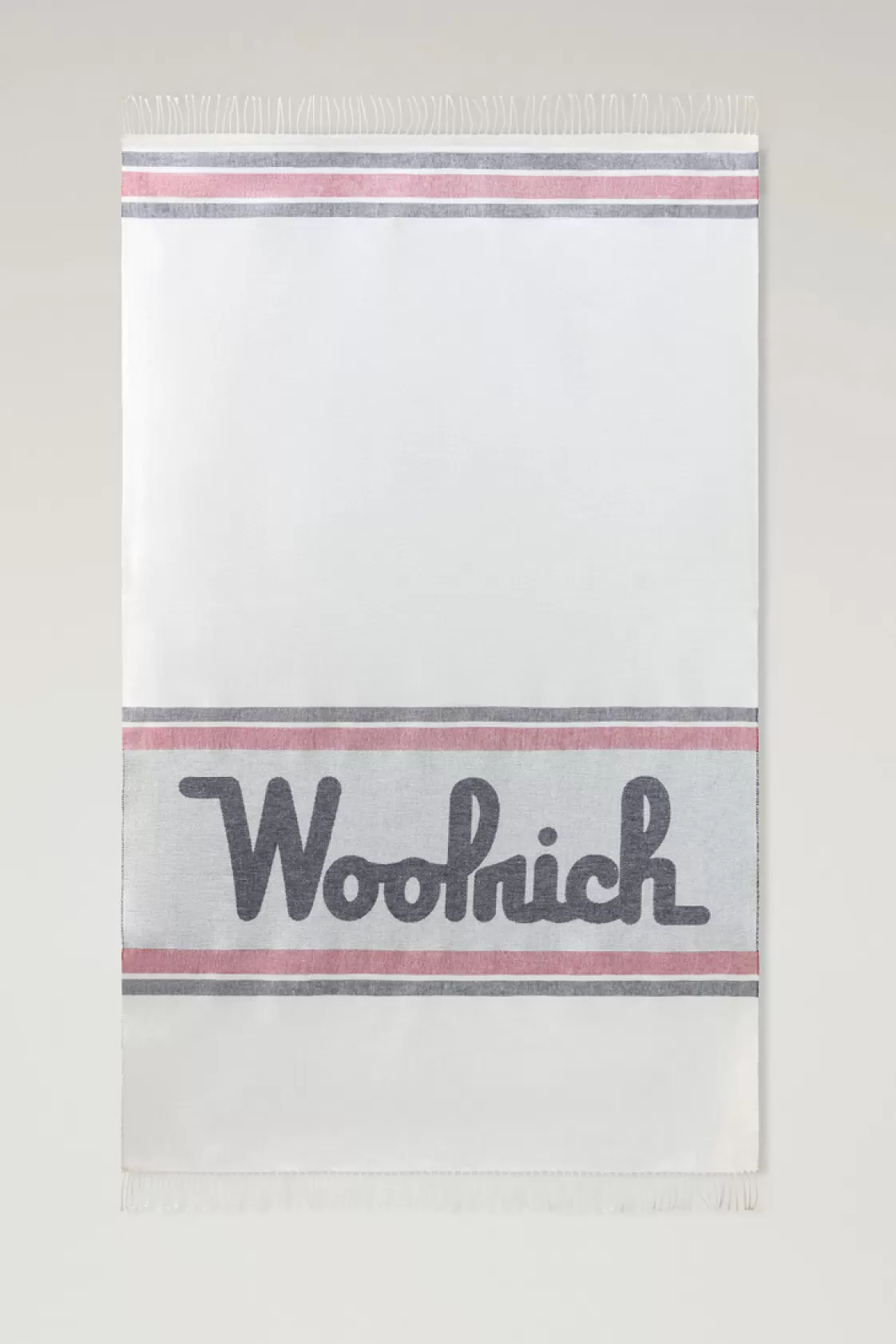 Blankets | Blankets>woolrich Blanket In A Cotton-Linen Blend With Jacquard Logo Stone