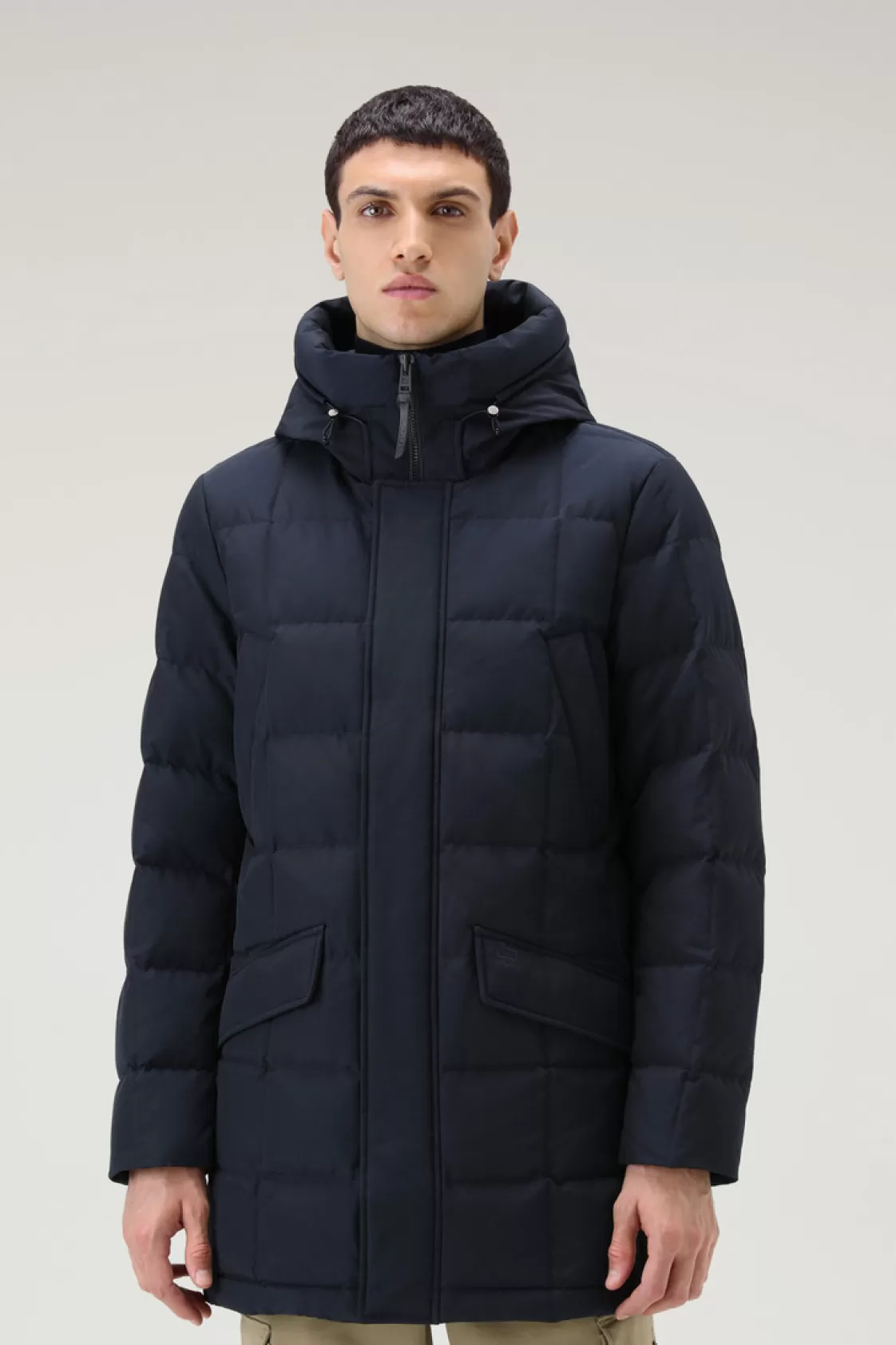 Down Jackets | Parkas>woolrich Blizzard Parka In Ramar Cloth With Square Quilting Melton Blue