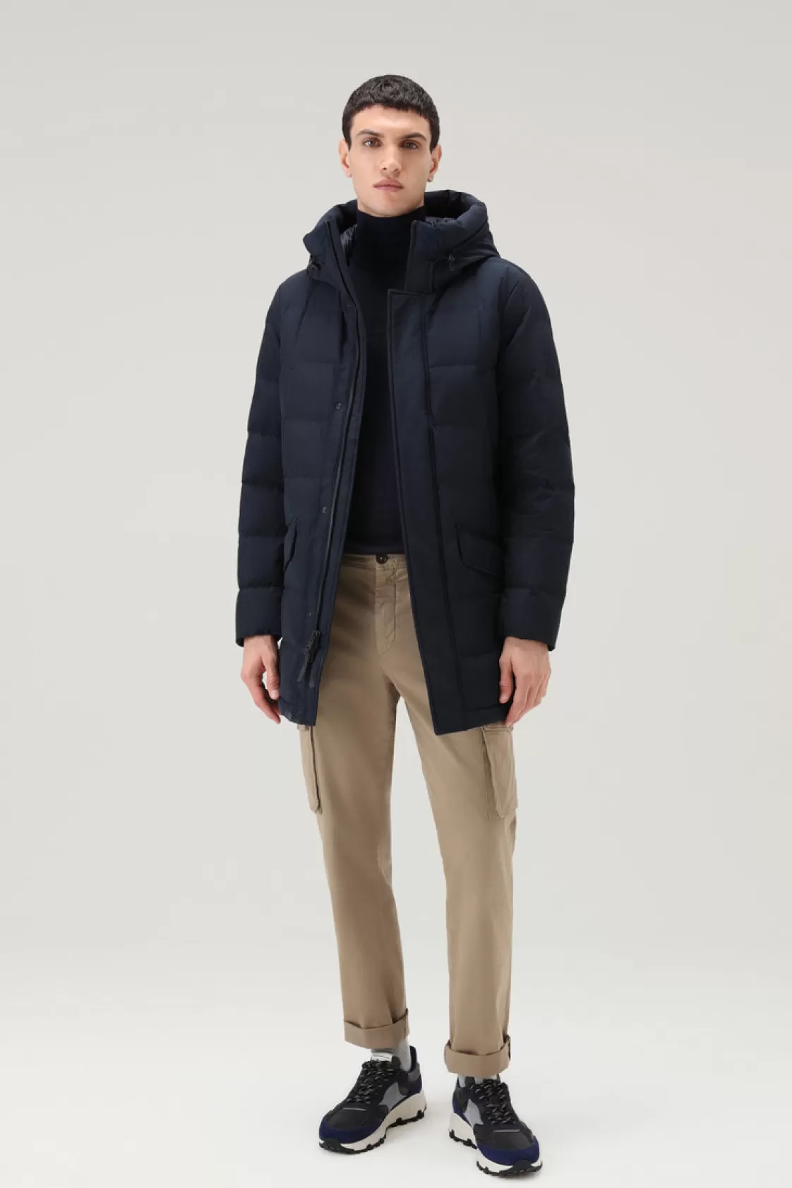 Down Jackets | Parkas>woolrich Blizzard Parka In Ramar Cloth With Square Quilting Melton Blue