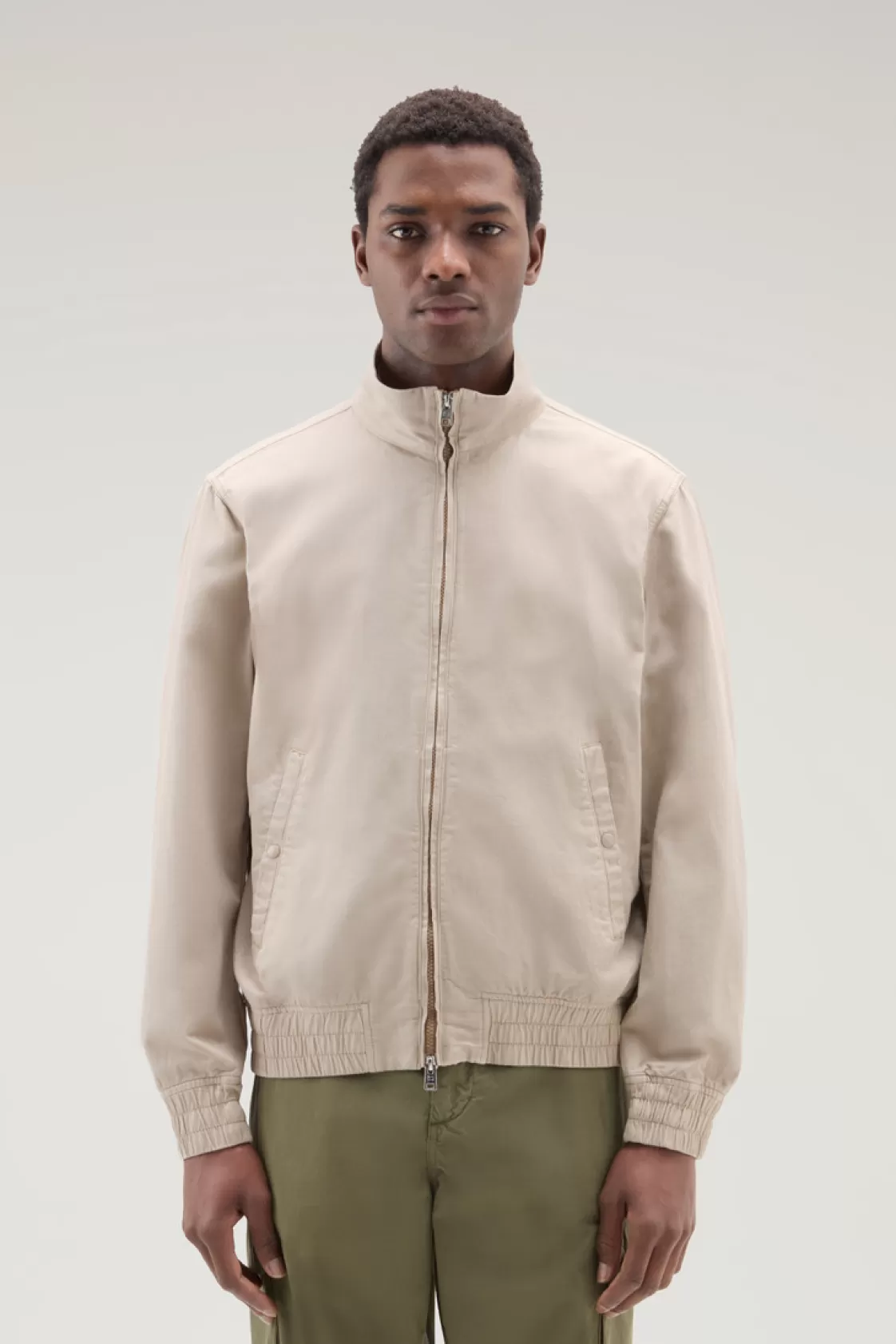 Bomber Jackets>woolrich Bomber Jacket In Cotton-Linen Blend Rope