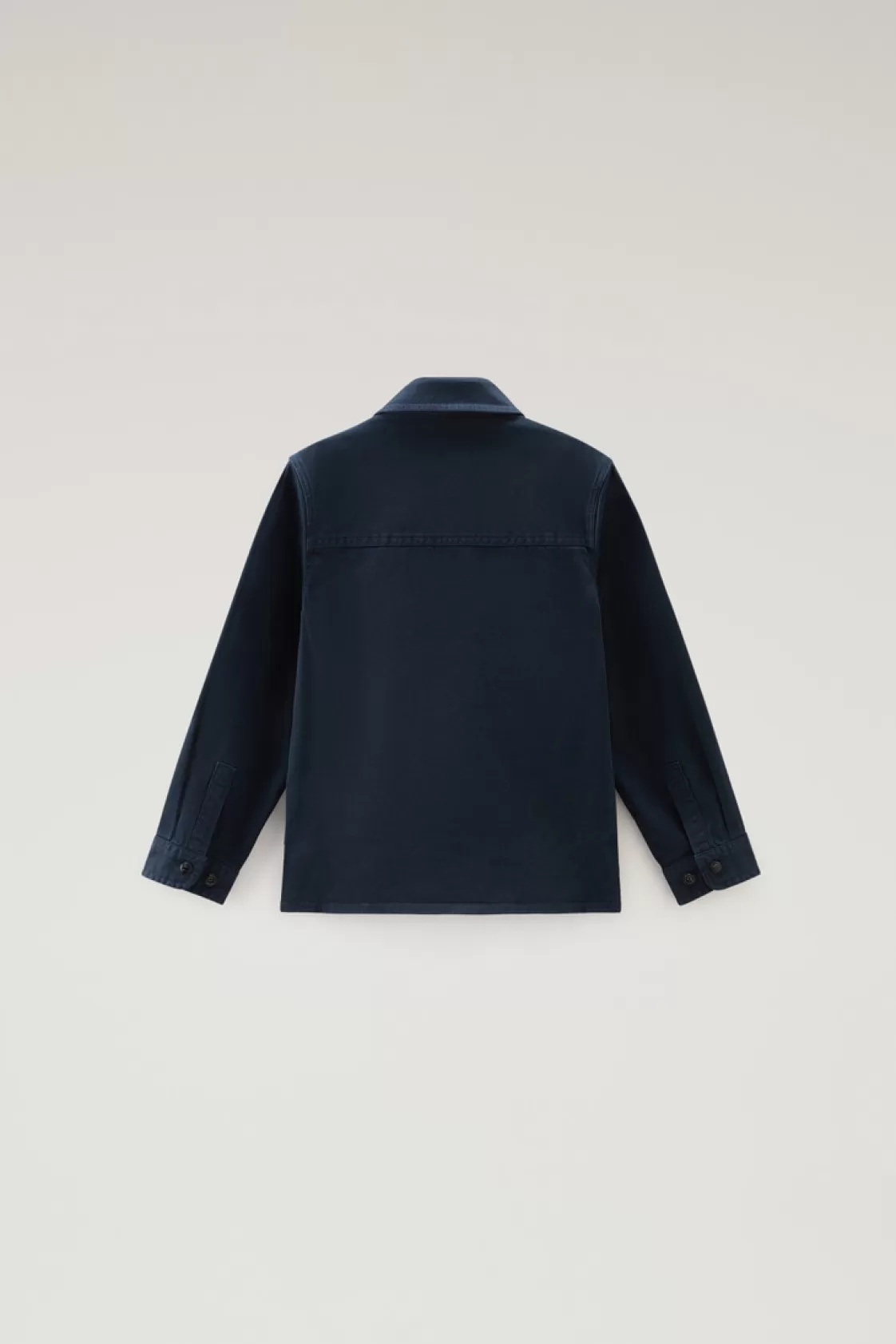 Apparel>woolrich Boys' Garment Dyed Stretch Cotton Overshirt Melton Blue