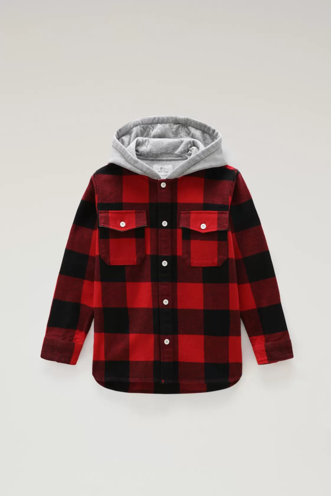 Apparel | Jackets>woolrich Boys' Hooded Buffalo Check Overshirt Red Buffalo