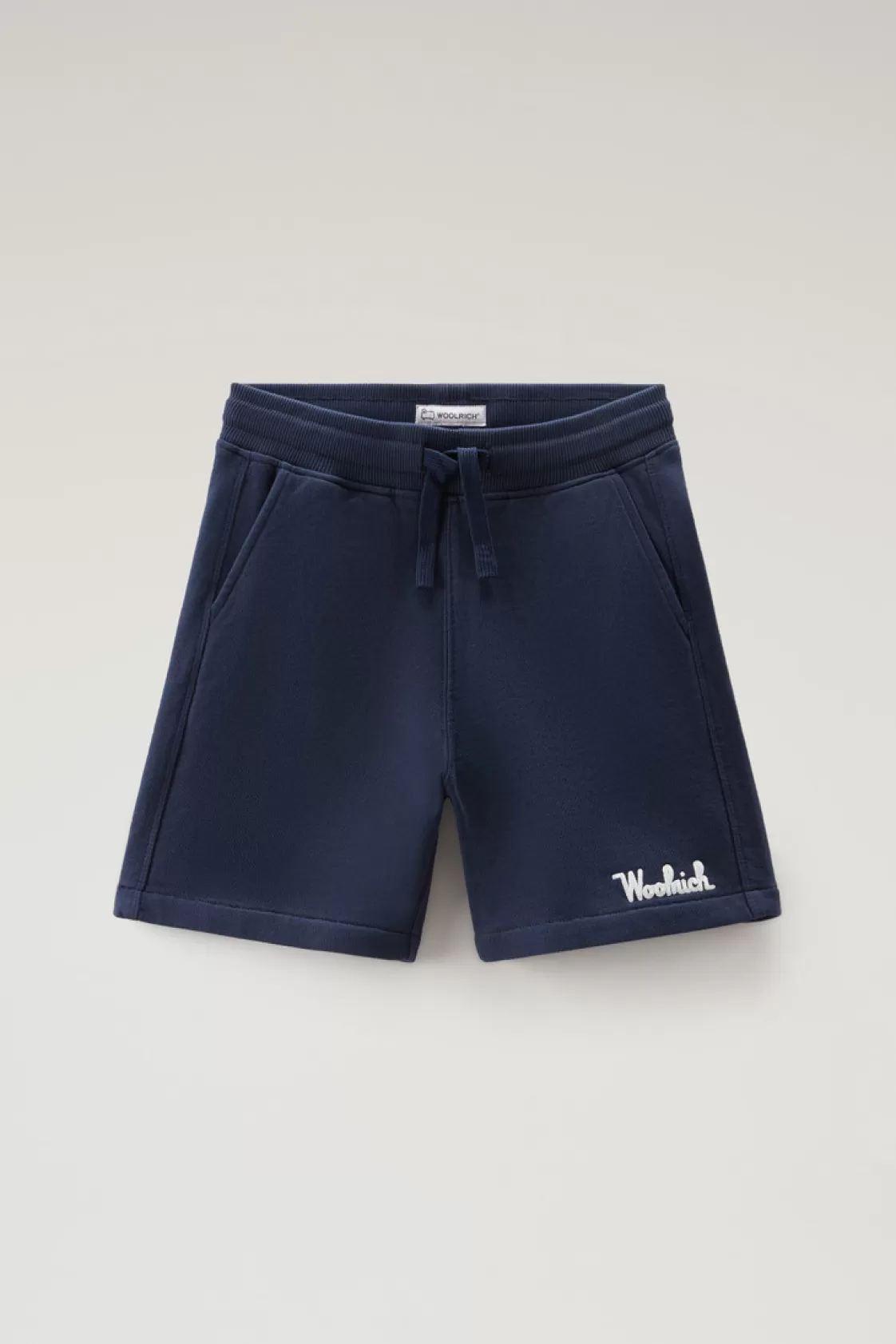 Apparel>woolrich Boys' Pure Cotton Fleece Shorts With Drawstring Melton Blue