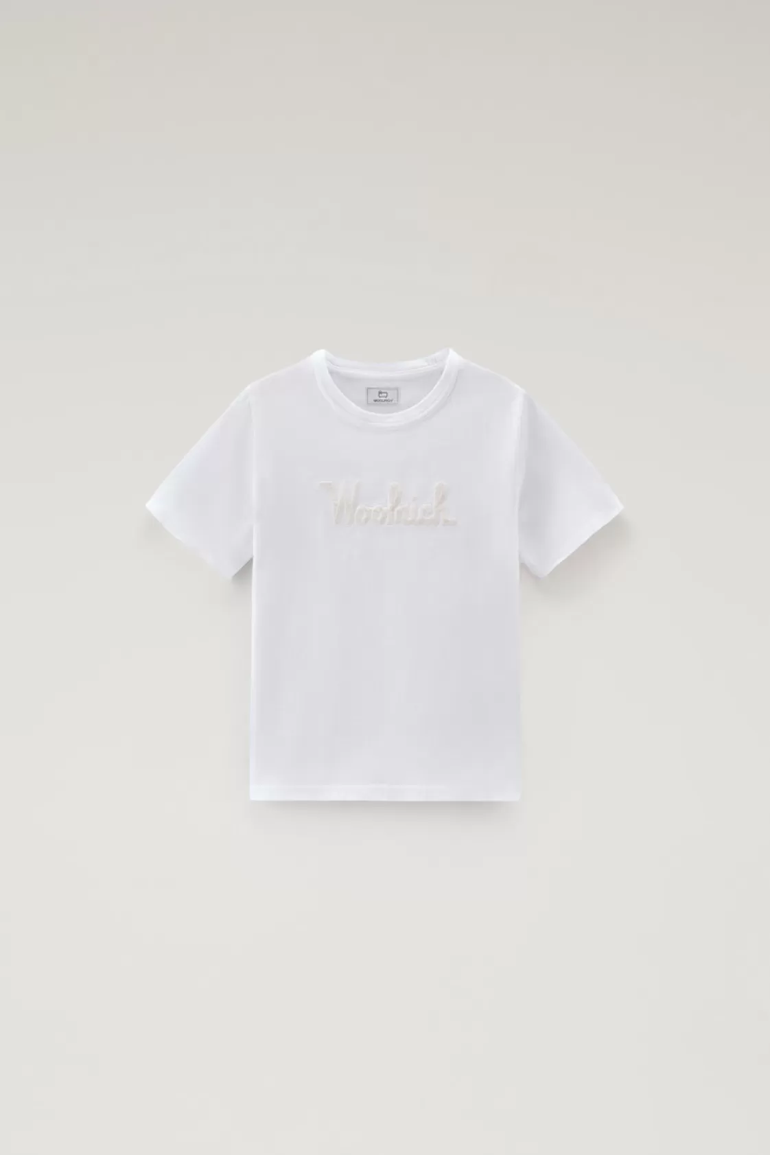 Apparel>woolrich Boys' Pure Cotton T-Shirt With Embroidery Bright White