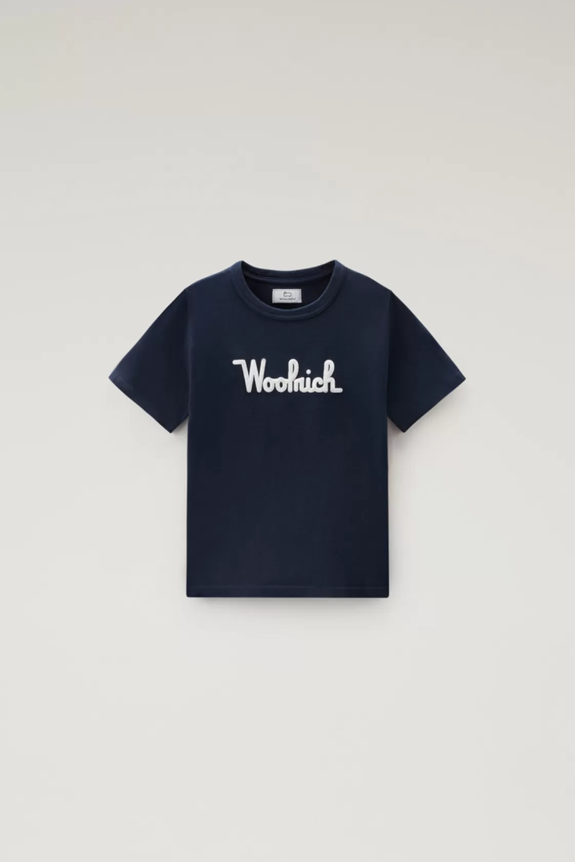 Apparel>woolrich Boys' Pure Cotton T-Shirt With Embroidery Melton Blue