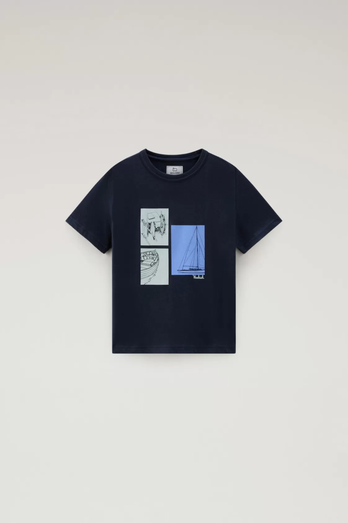 Apparel>woolrich Boys' Pure Cotton T-Shirt With Graphic Print Melton Blue