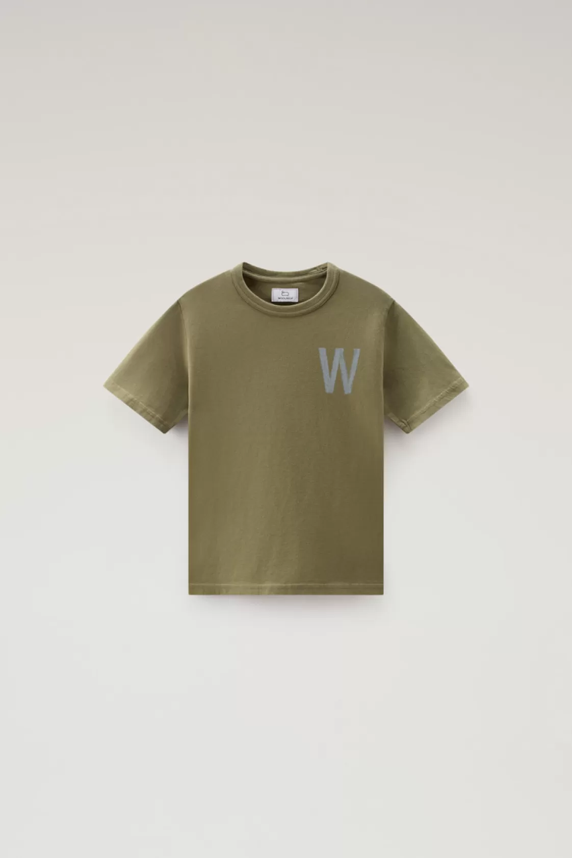 Apparel>woolrich Boys' Pure Cotton T-Shirt With Print Lake Olive