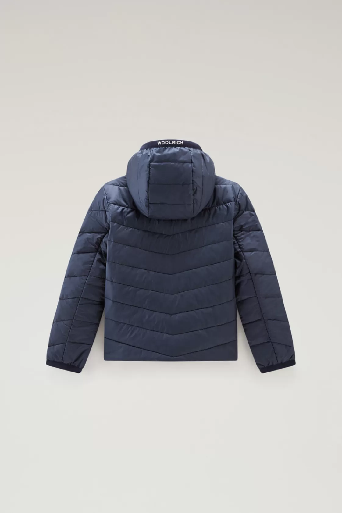 Jackets>woolrich Boys' Sundance Jacket With Hoodie In Lightweight Microfiber Melton Blue