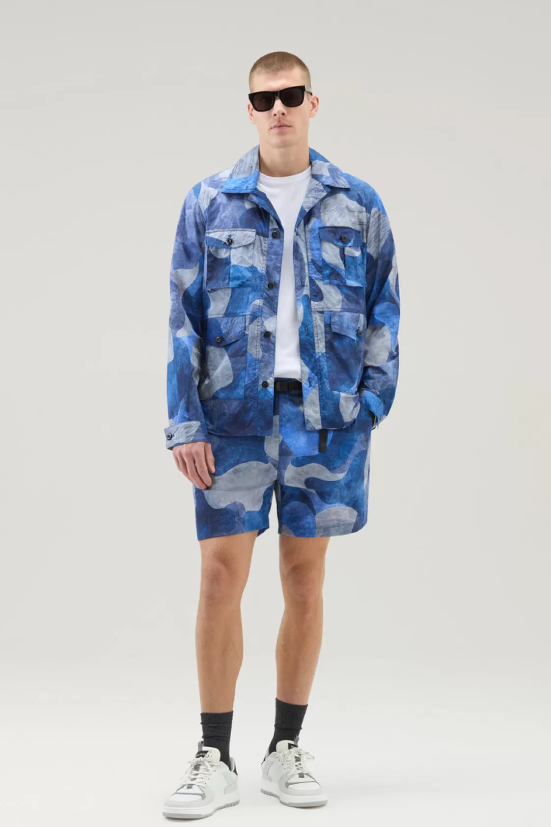 Overshirts & Shirt Jackets>woolrich Camo Overshirt In Ripstop Crinkle Nylon Royal Camo