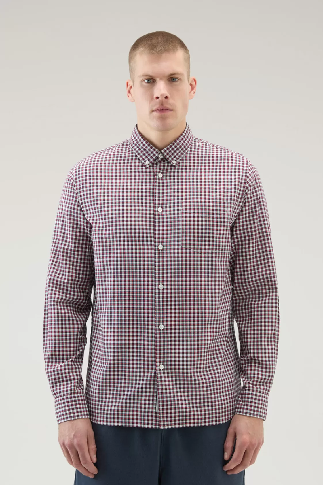 Flannels & Shirts>woolrich Checked Madras Shirt In Pure Cotton Micro Check Red