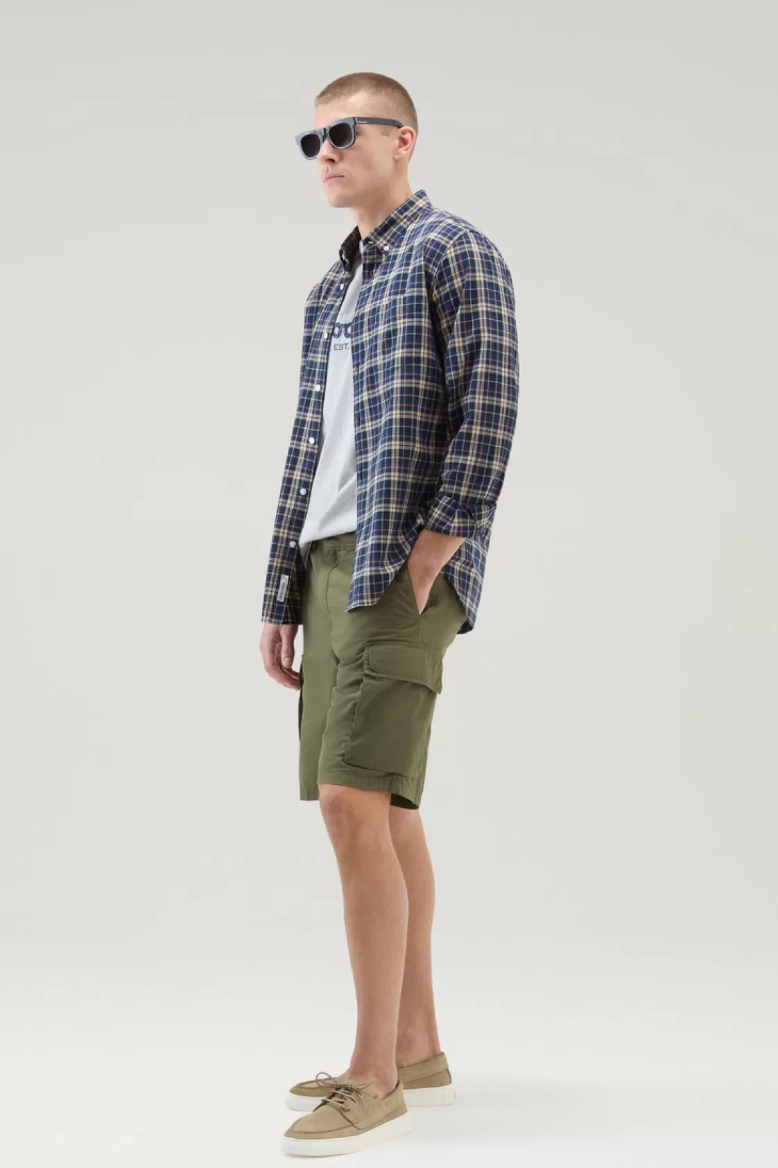 Flannels & Shirts>woolrich Checked Madras Shirt In Pure Cotton Melton Blue Check