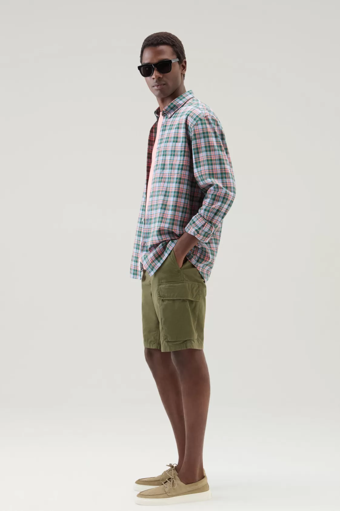 Flannels & Shirts>woolrich Checked Madras Shirt In Pure Cotton Sage Check