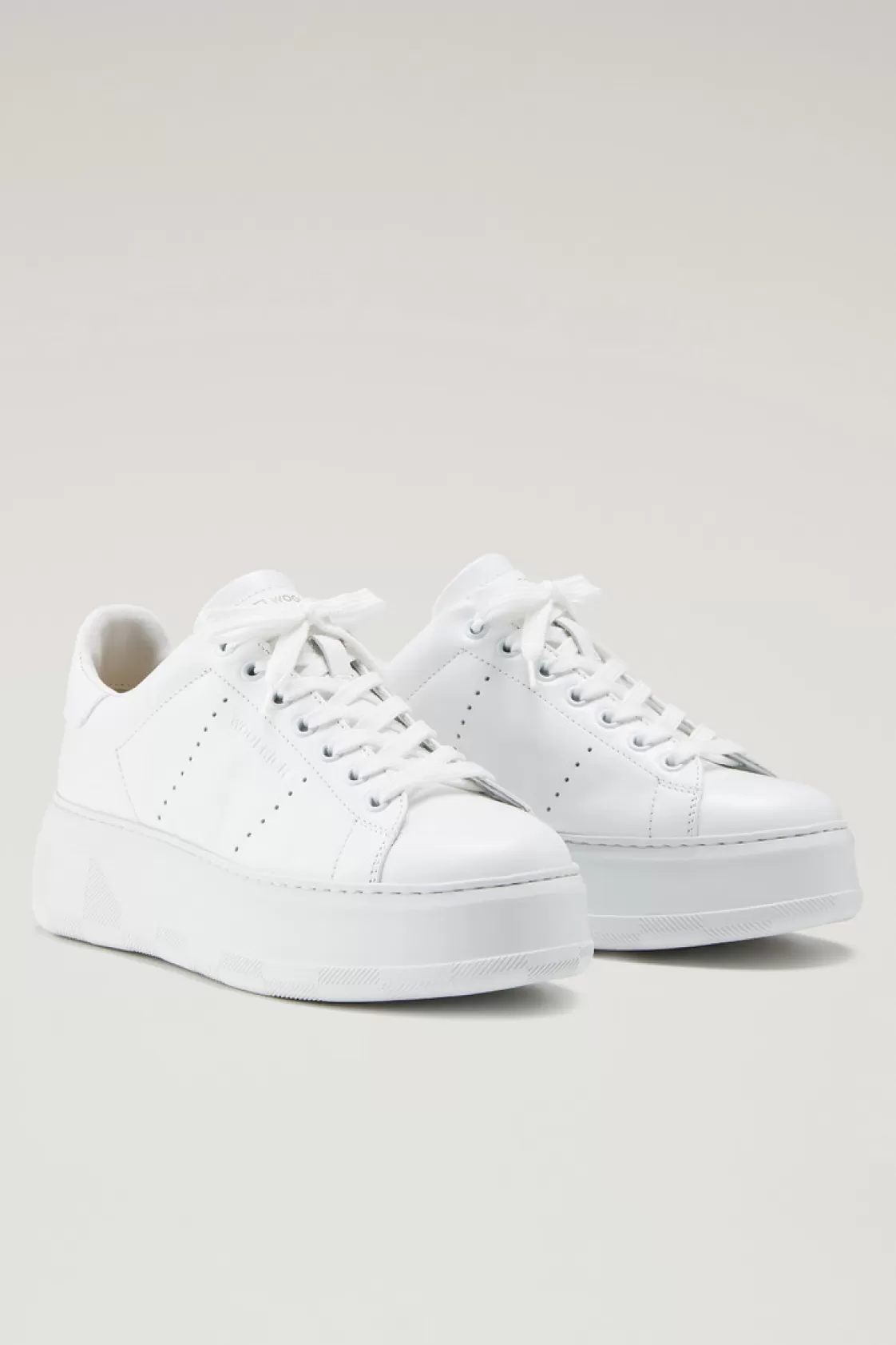 Sneakers>woolrich Chunky Court Sneakers In Leather White White