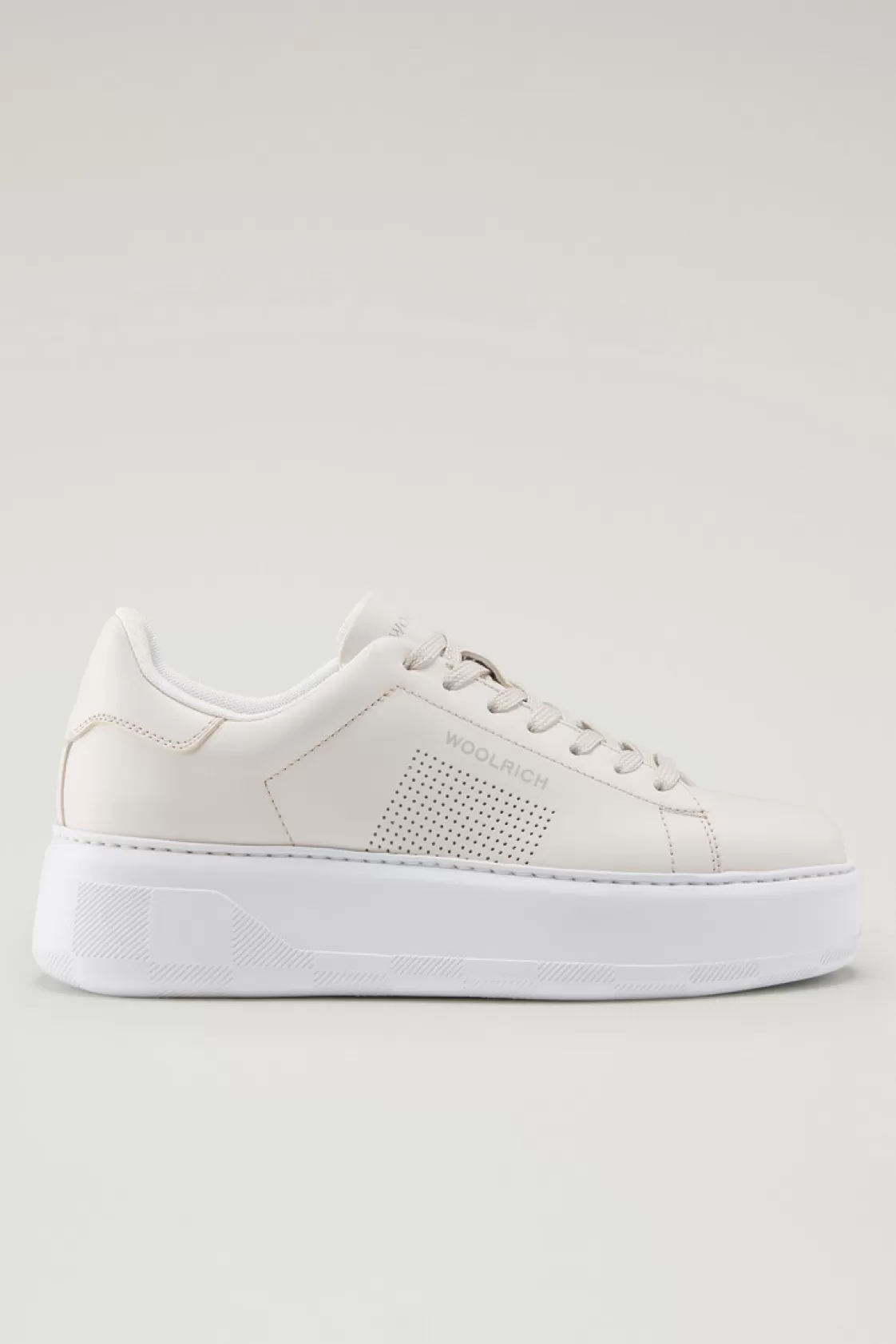 Sneakers>woolrich Chunky Court Sneakers In Leather With Micro-Perforations Cream