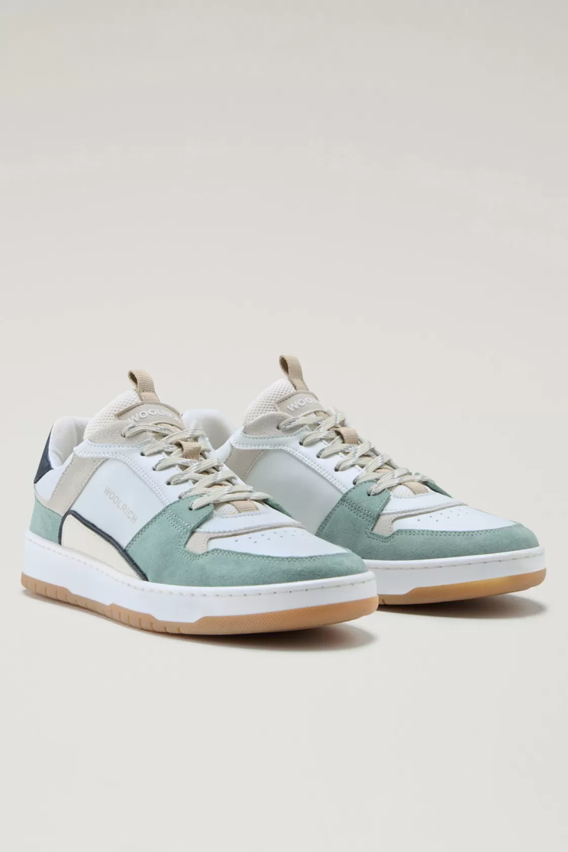 Sneakers>woolrich Classic Basketball Sneakers In Suede Green White