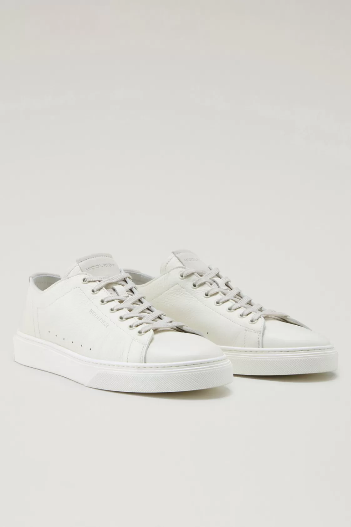 Sneakers>woolrich Cloud Court Sneakers In Tumbled Leather Cream