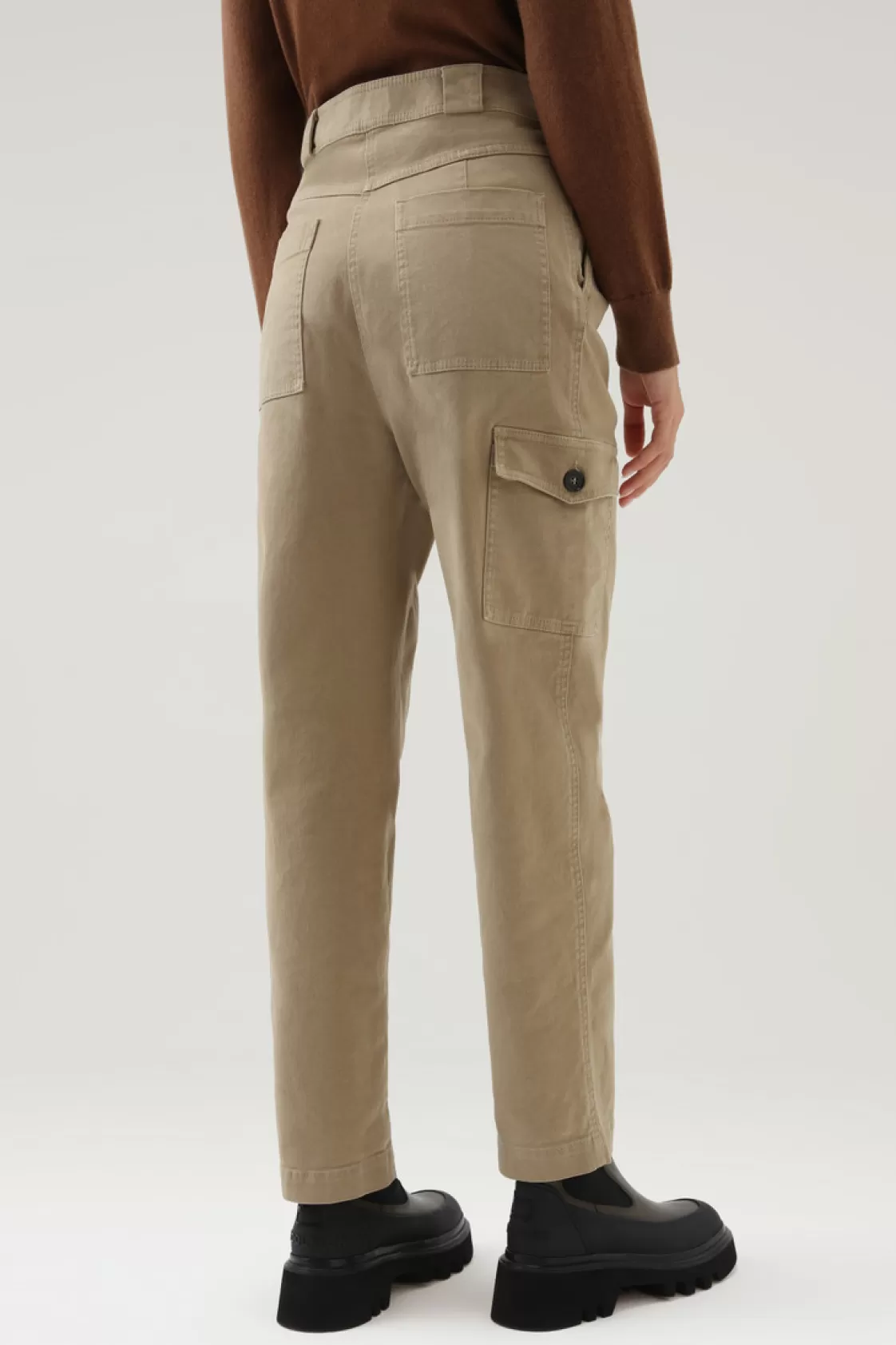 Trousers & Shorts>woolrich Cotton Twill Cargo Pants Gold Khaki