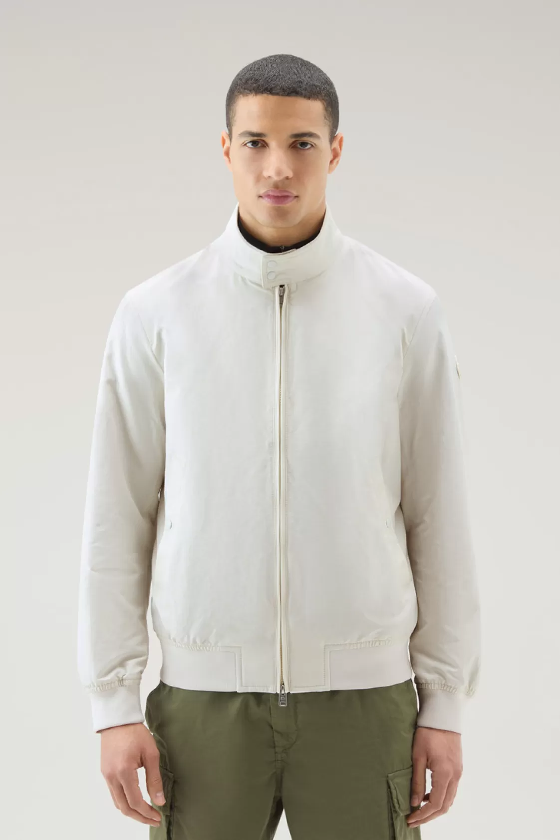 Bomber Jackets>woolrich Cruiser Bomber Jacket In Ramar Cloth With Turtleneck Stone