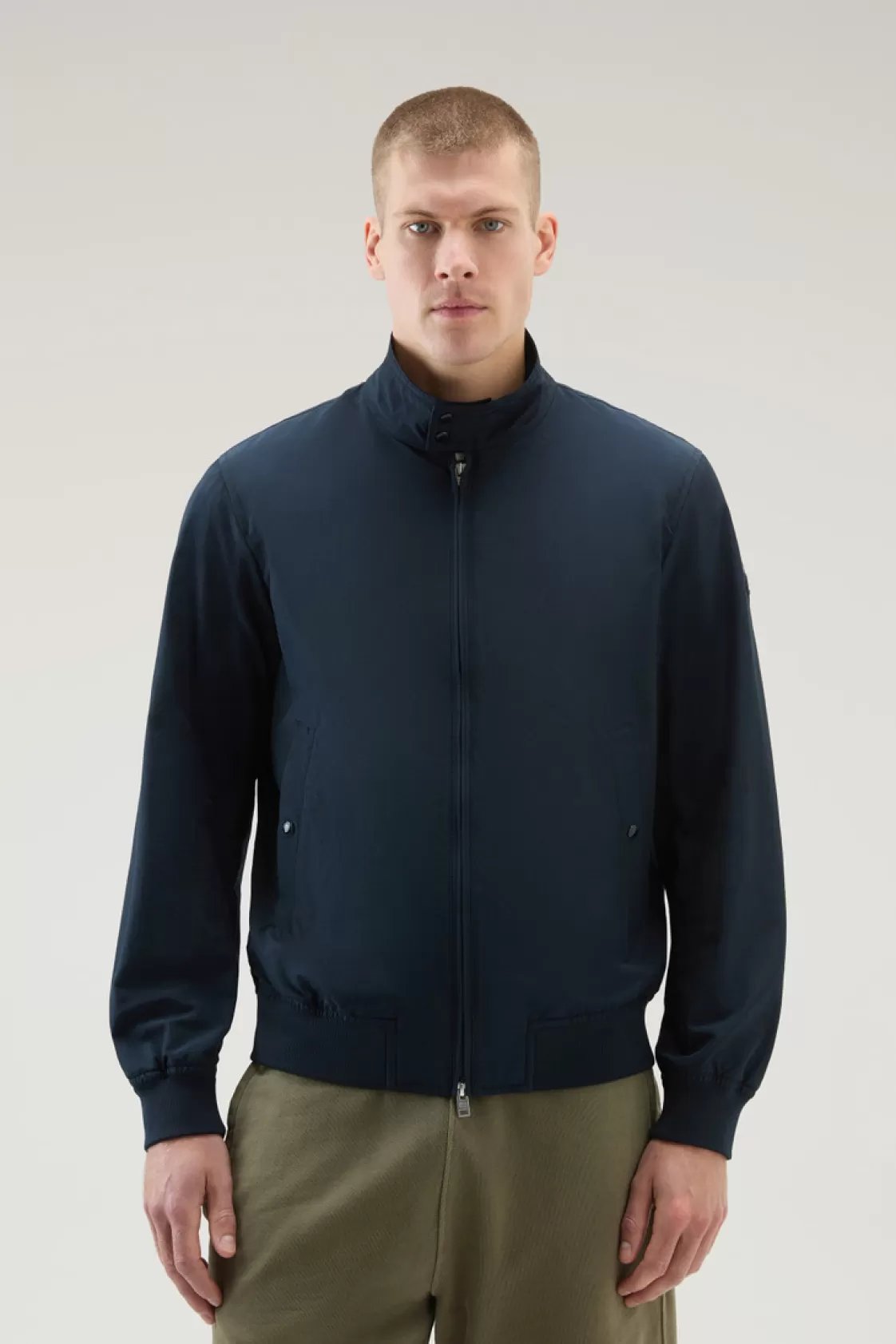 Bomber Jackets>woolrich Cruiser Bomber Jacket In Ramar Cloth With Turtleneck Melton Blue