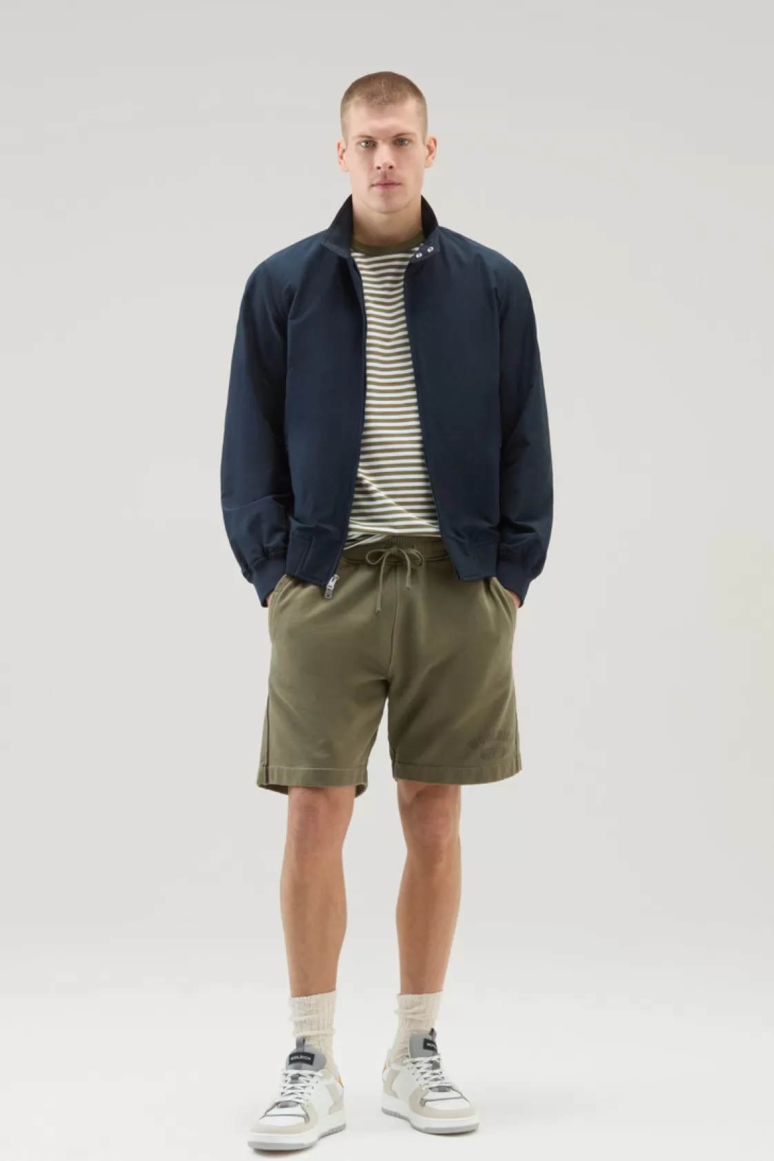 Bomber Jackets>woolrich Cruiser Bomber Jacket In Ramar Cloth With Turtleneck Melton Blue