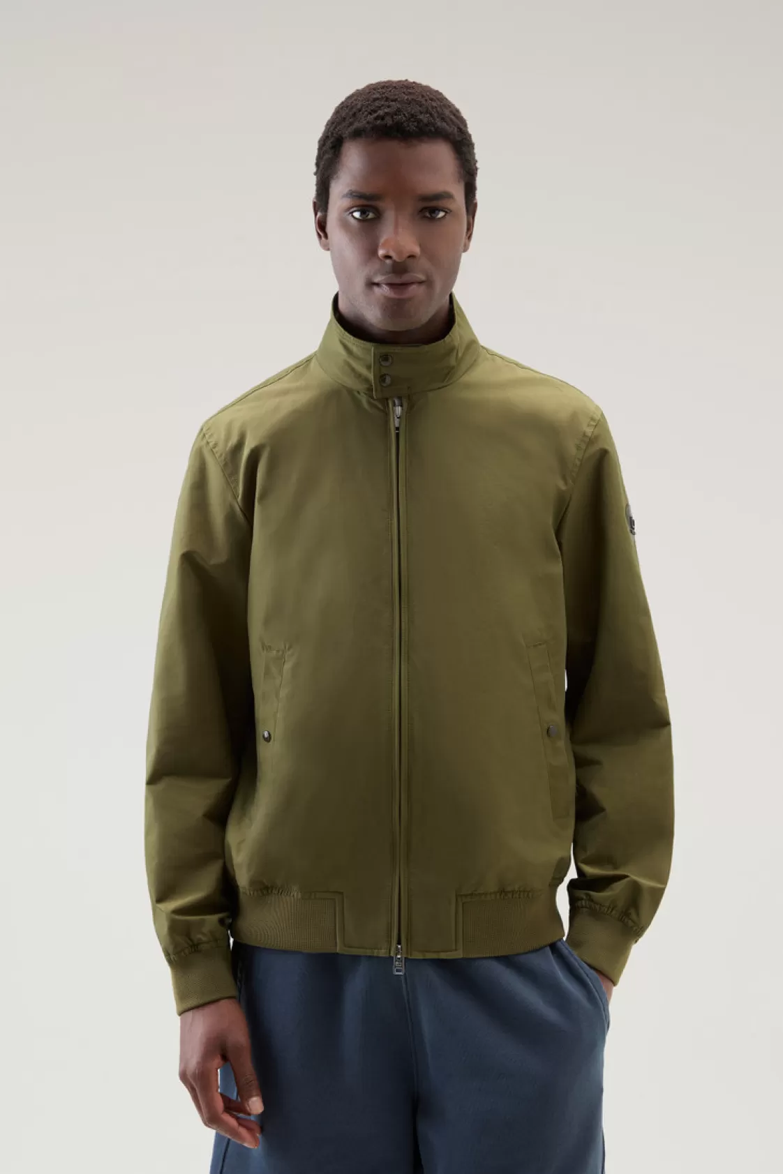 Bomber Jackets>woolrich Cruiser Bomber Jacket In Ramar Cloth With Turtleneck Lake Olive