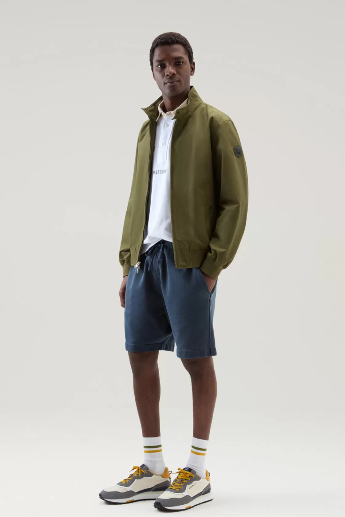 Bomber Jackets>woolrich Cruiser Bomber Jacket In Ramar Cloth With Turtleneck Lake Olive