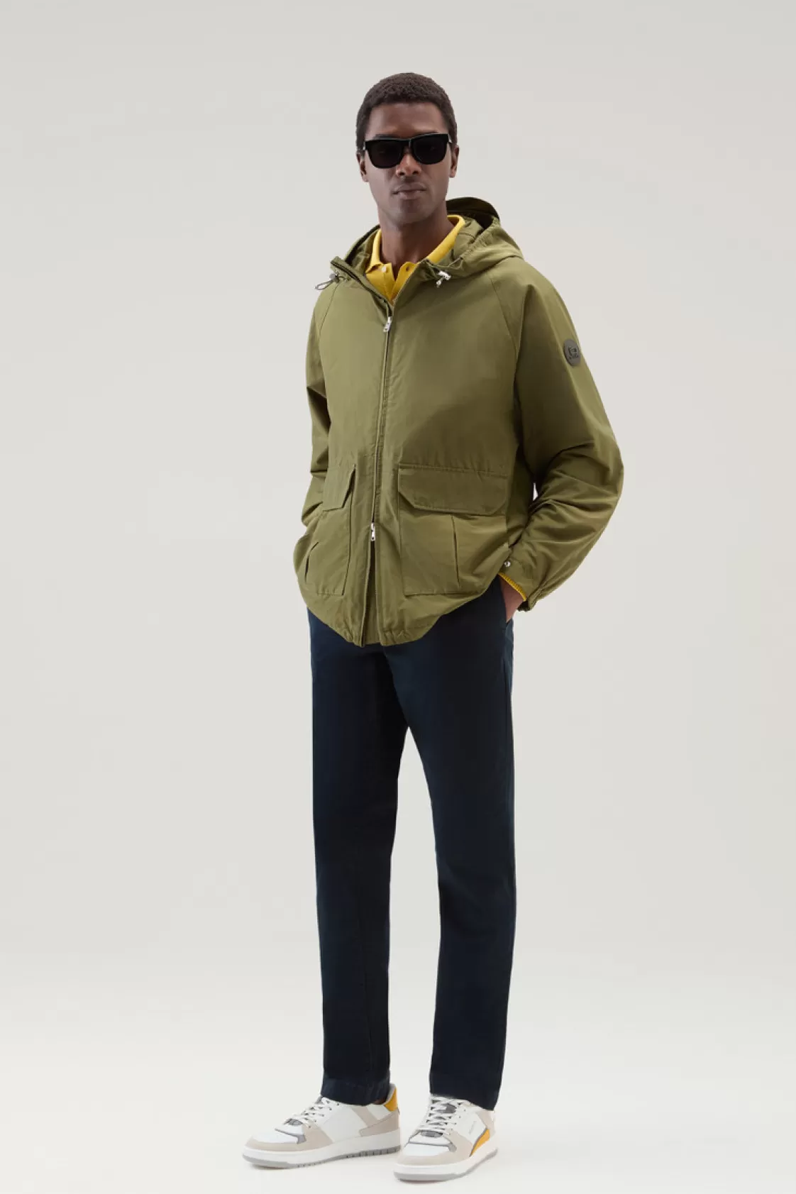 Jackets>woolrich Cruiser Jacket In Ramar Cloth With Hood Lake Olive