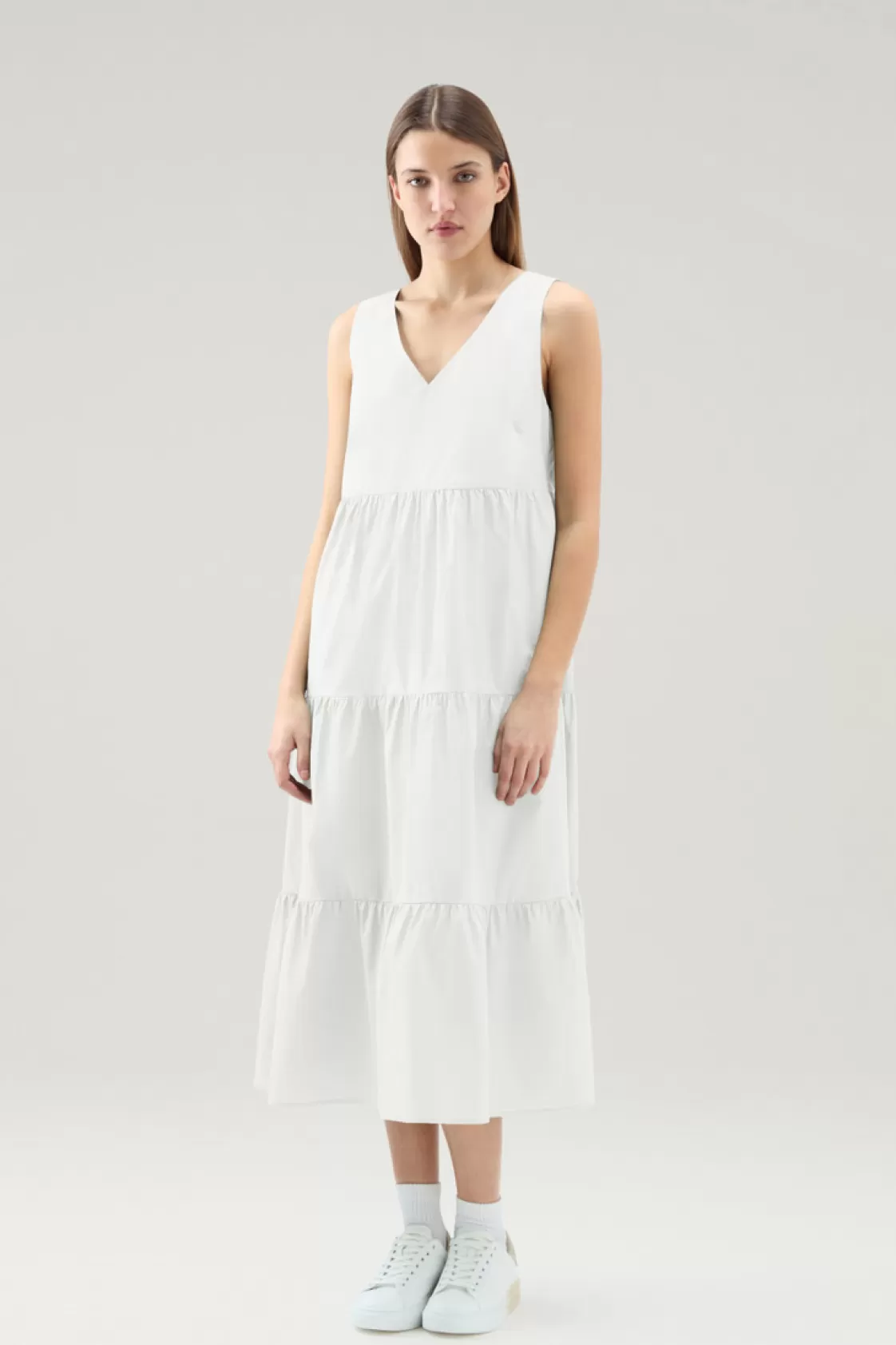 Dresses & Skirts>woolrich Dress In Pure Cotton Poplin Plaster White