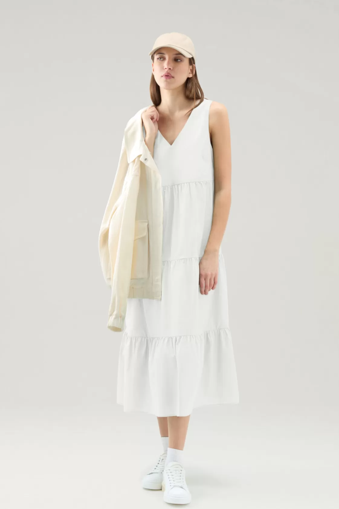 Dresses & Skirts>woolrich Dress In Pure Cotton Poplin Plaster White