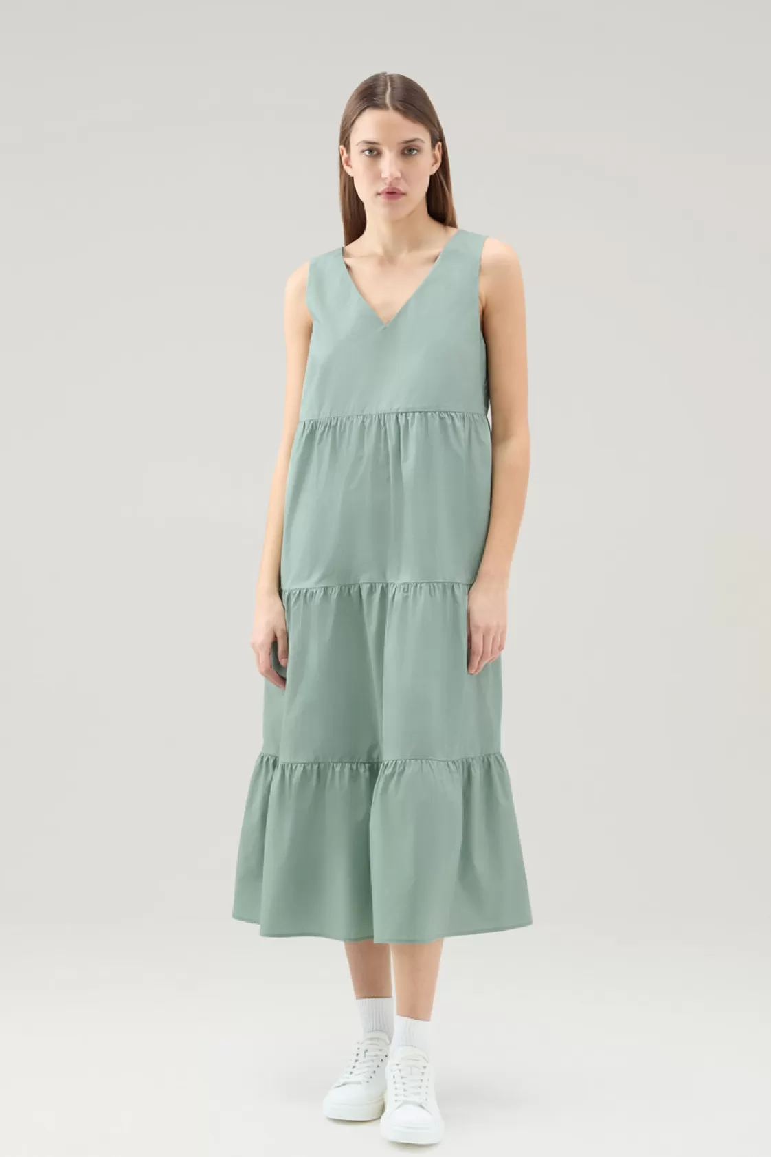 Dresses & Skirts>woolrich Dress In Pure Cotton Poplin Sage