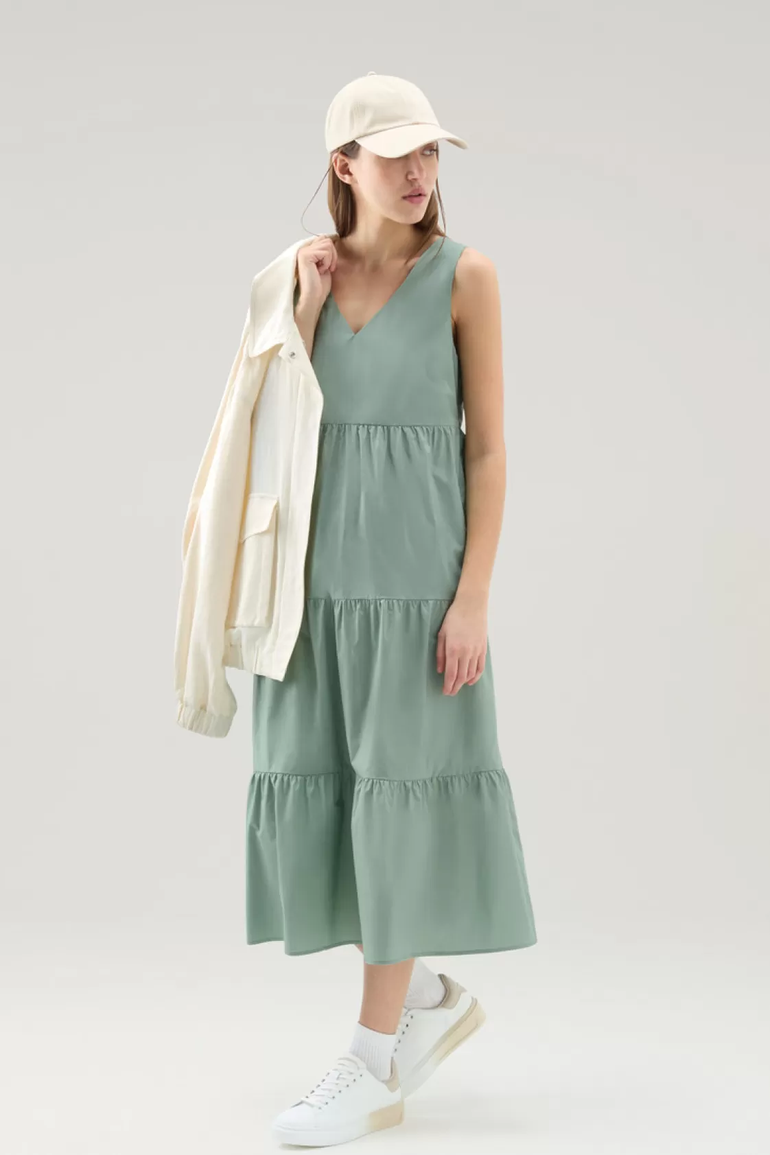 Dresses & Skirts>woolrich Dress In Pure Cotton Poplin Sage