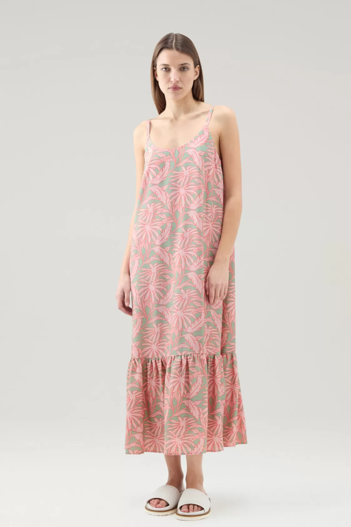 Dresses & Skirts>woolrich Dress With Tropical Print Coral Sand Flower