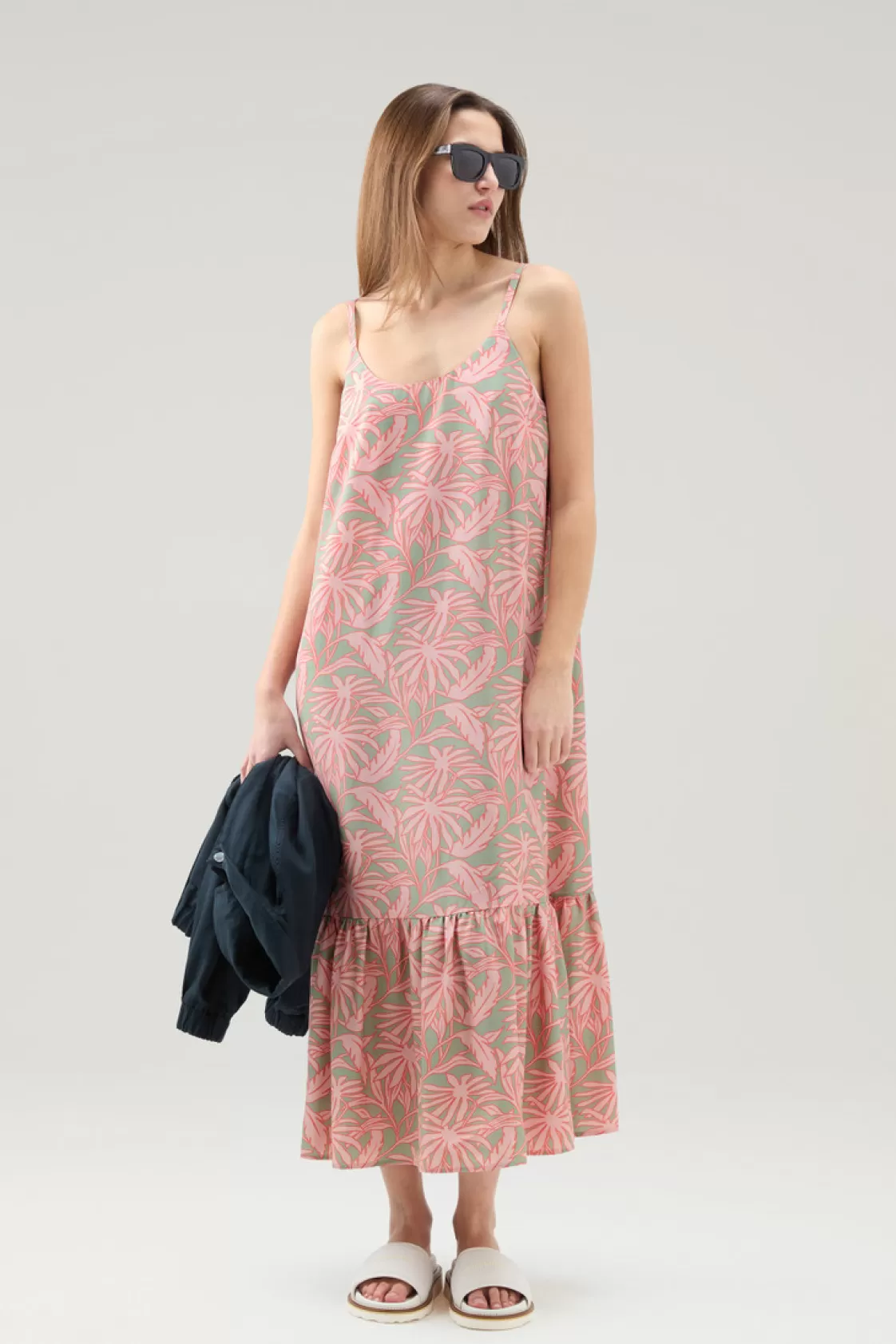 Dresses & Skirts>woolrich Dress With Tropical Print Coral Sand Flower