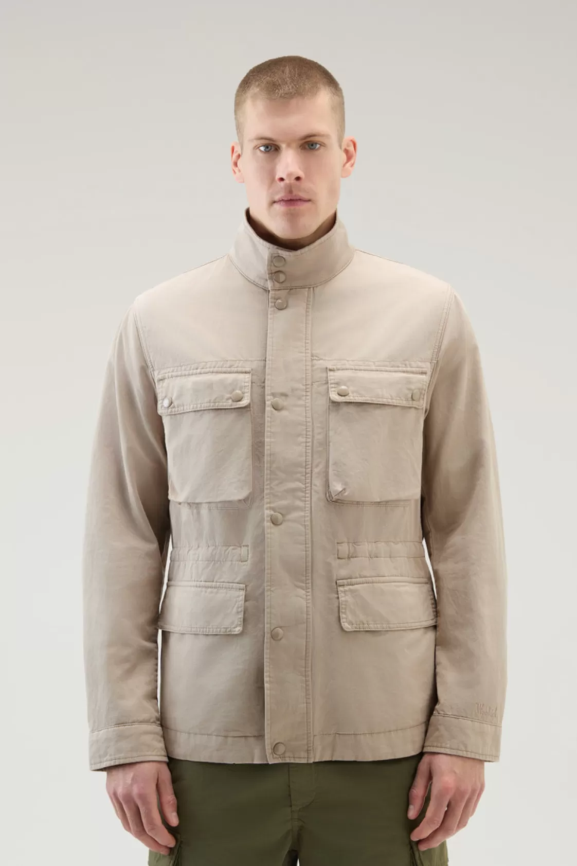 Jackets>woolrich Field Jacket In Cotton-Linen Blend Rope