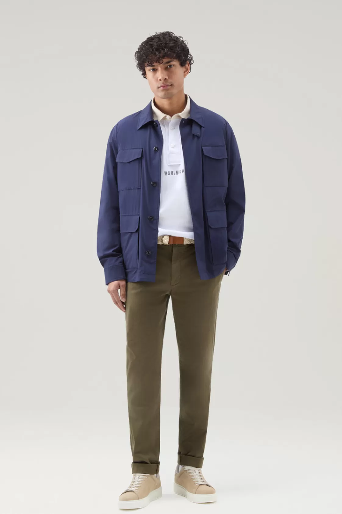 Jackets>woolrich Field Jacket In Matt Finish Stretch Nylon Maritime Blue