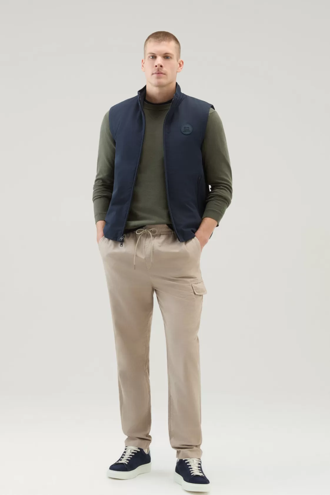 Trousers & Shorts>woolrich Garment Dyed Cargo Pants In Cotton-linen Blend Rope