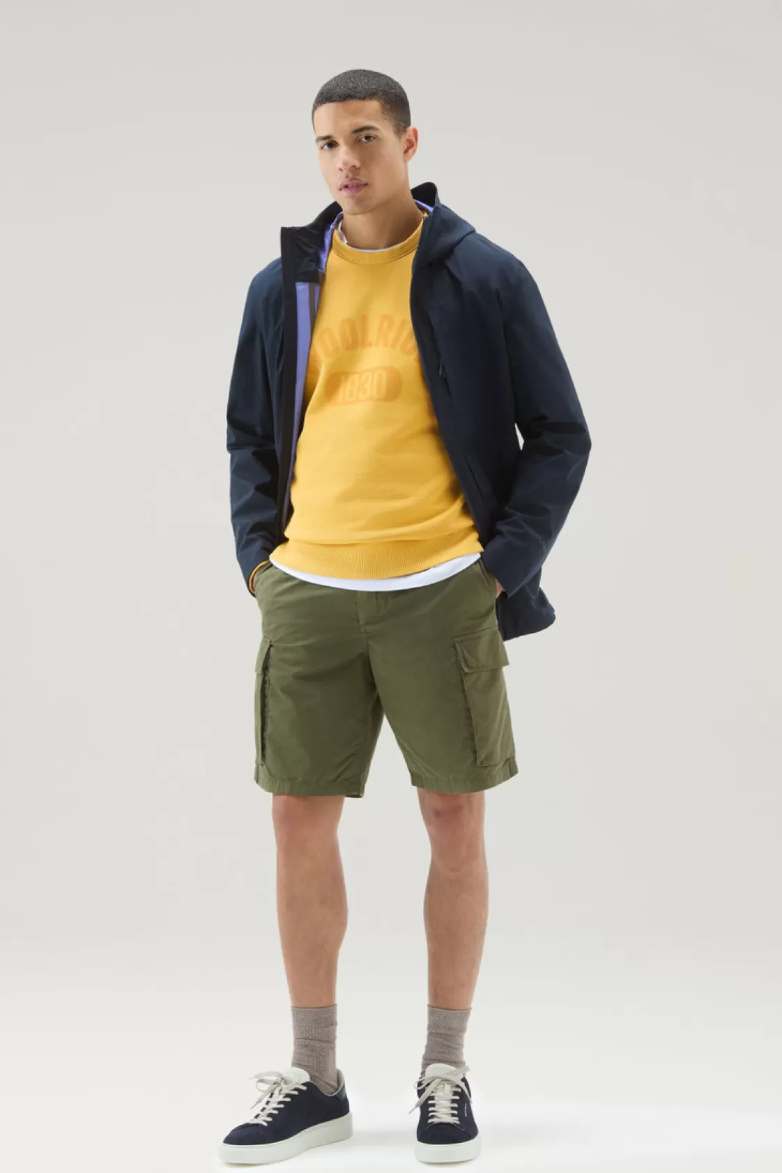 Sweatshirts>woolrich Garment-Dyed 1830 Crewneck Sweatshirt In Pure Cotton Golden Glow